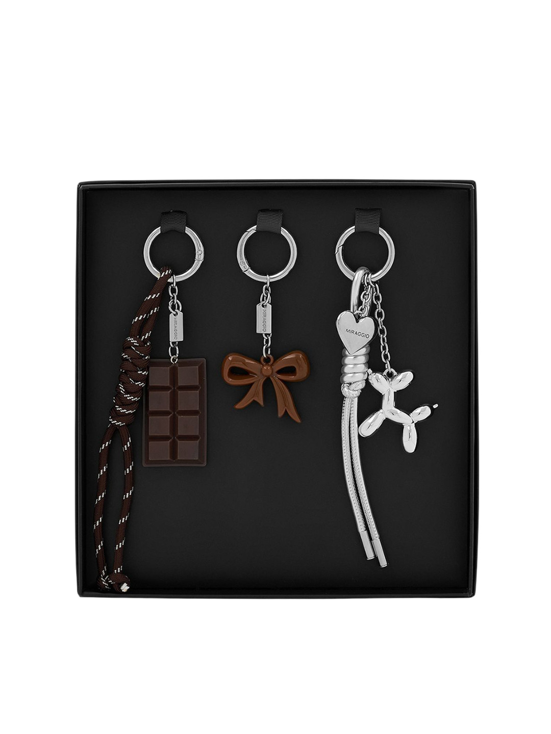 MIRAGGIO Silver Toned 3 Pieces Sweet Treats Handbag Charm Set