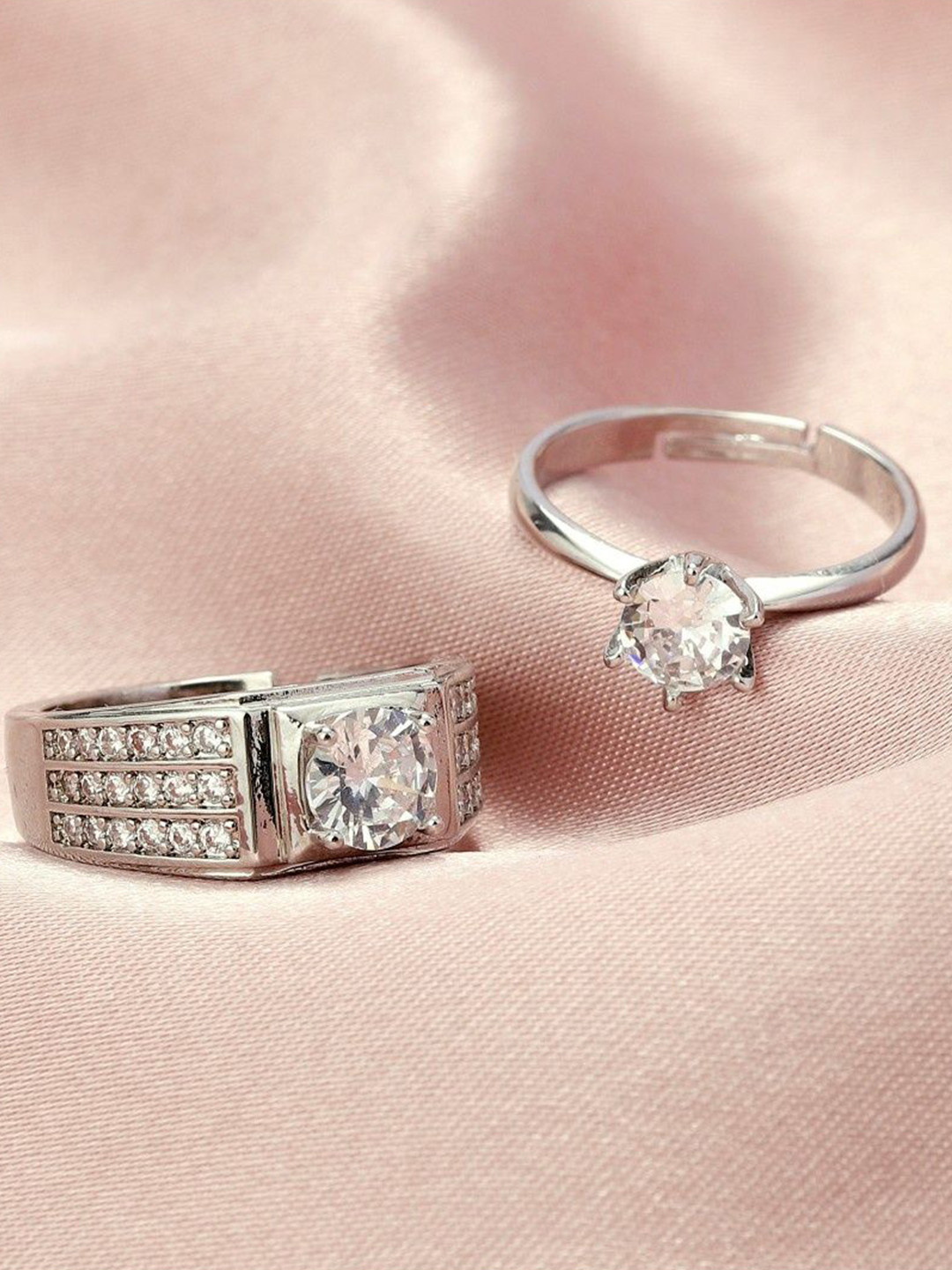 SALTY Set Of 2 Radiant Spark Crystal Ring For Couple