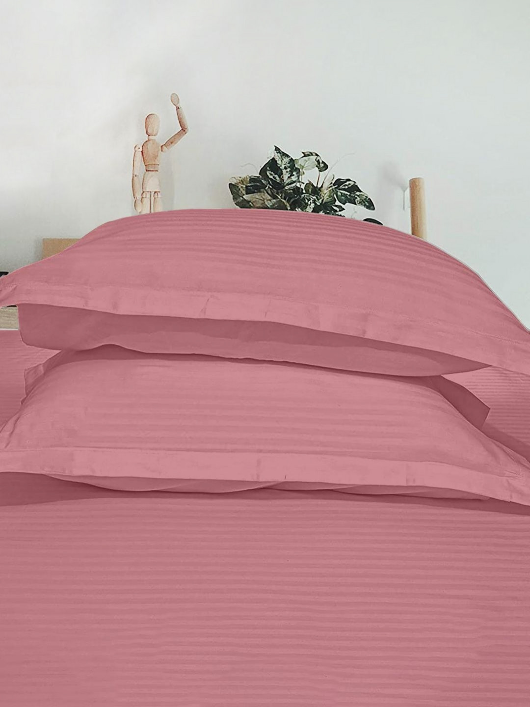 Enchant Home Rose 2 Pieces Striped Pure Cotton Rectangle Pillow Covers