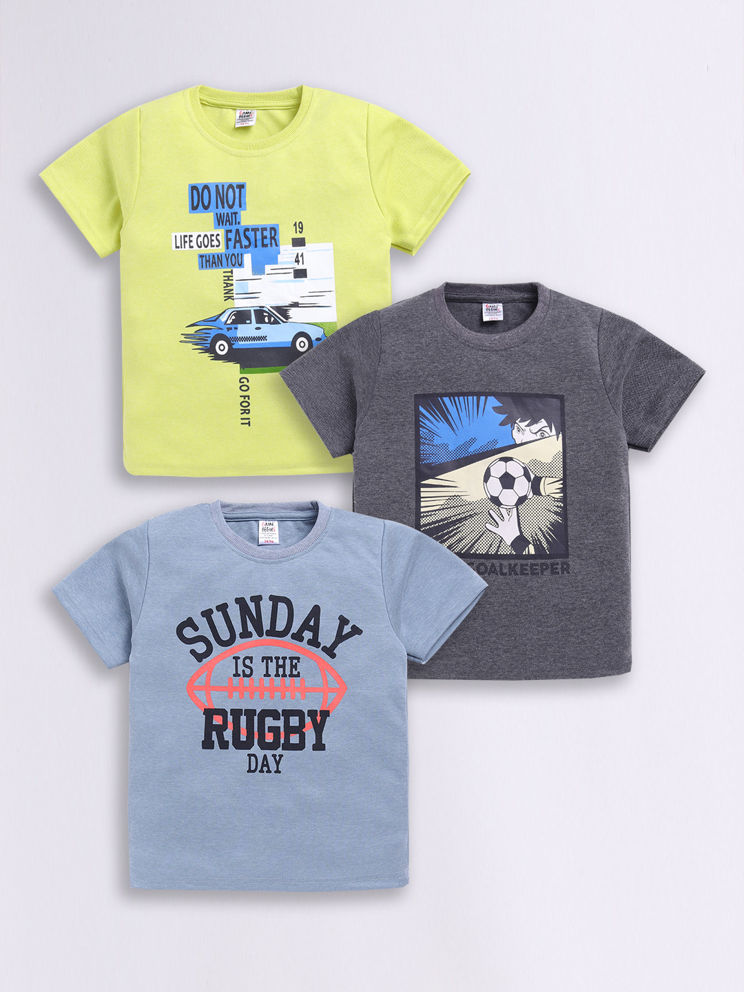 Here&Now X Game Begins Boys Set of 3 Assorted Printed T-shirts