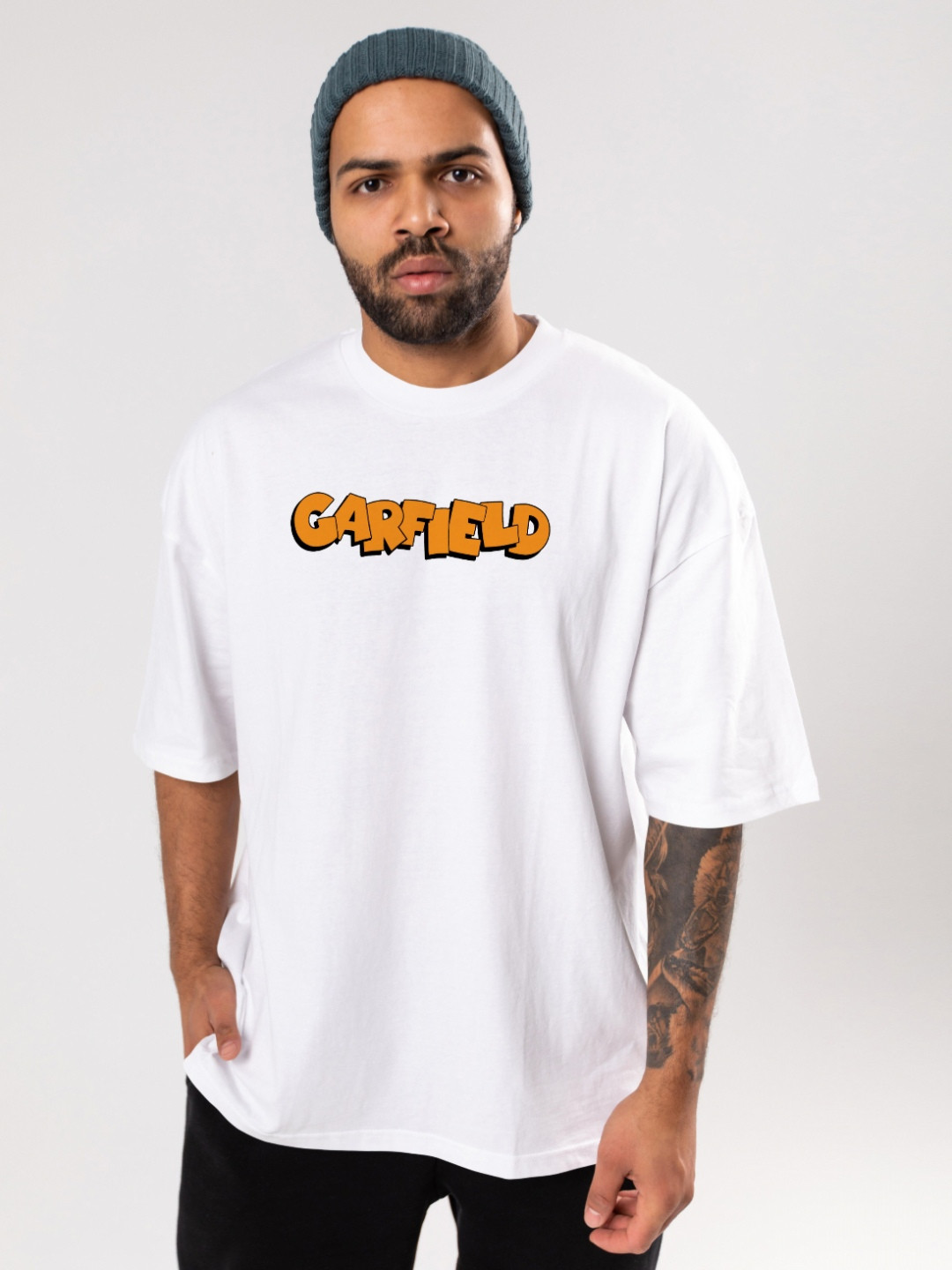 FLYIND VOGUE OUTFIT Men Garfield Bio Finish Graphic Printed Cotton Oversized T-shirt