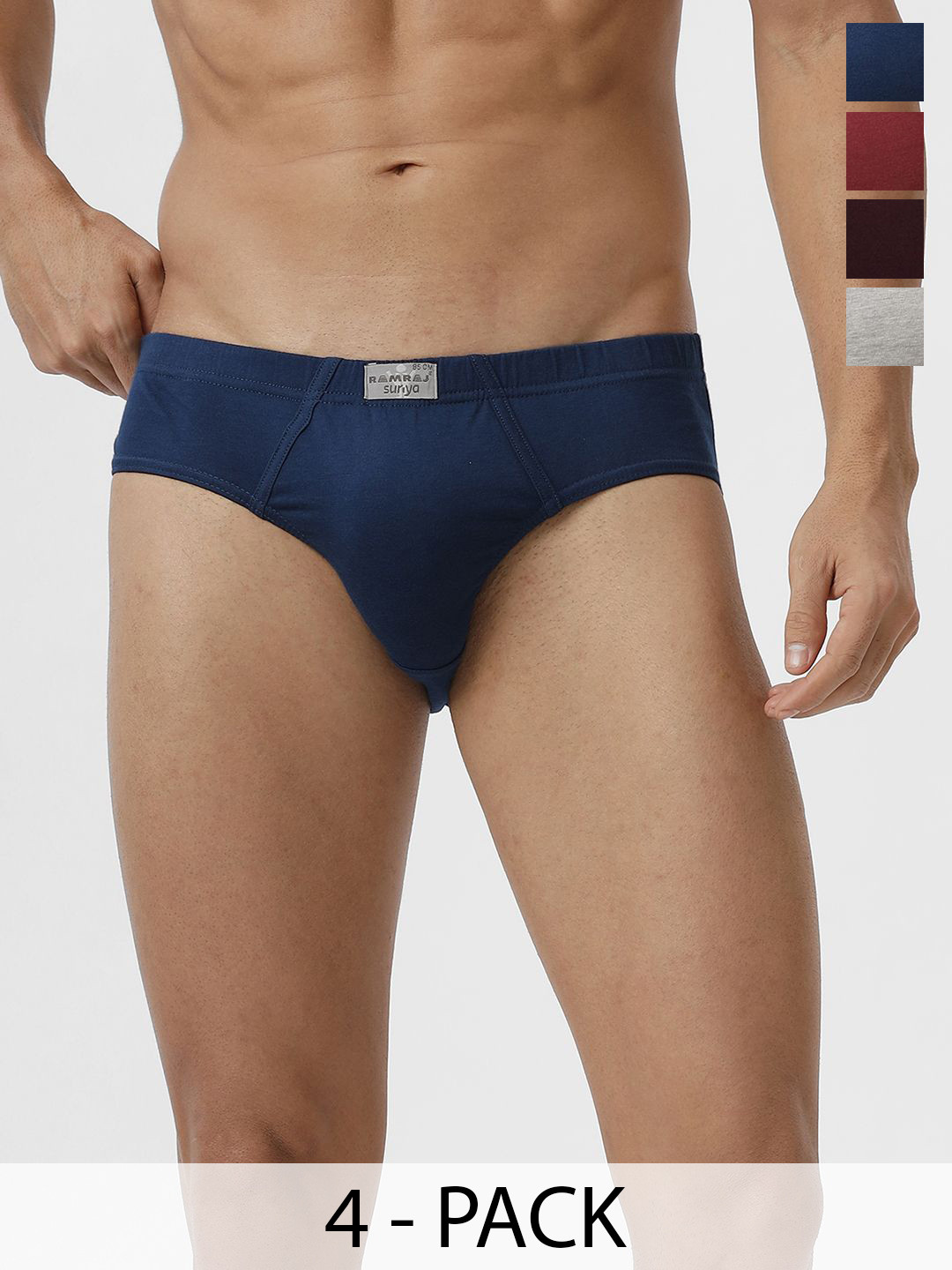 Ramraj Men Pack of 4 Soft Combed Fine Jersey Inner Elastic Briefs