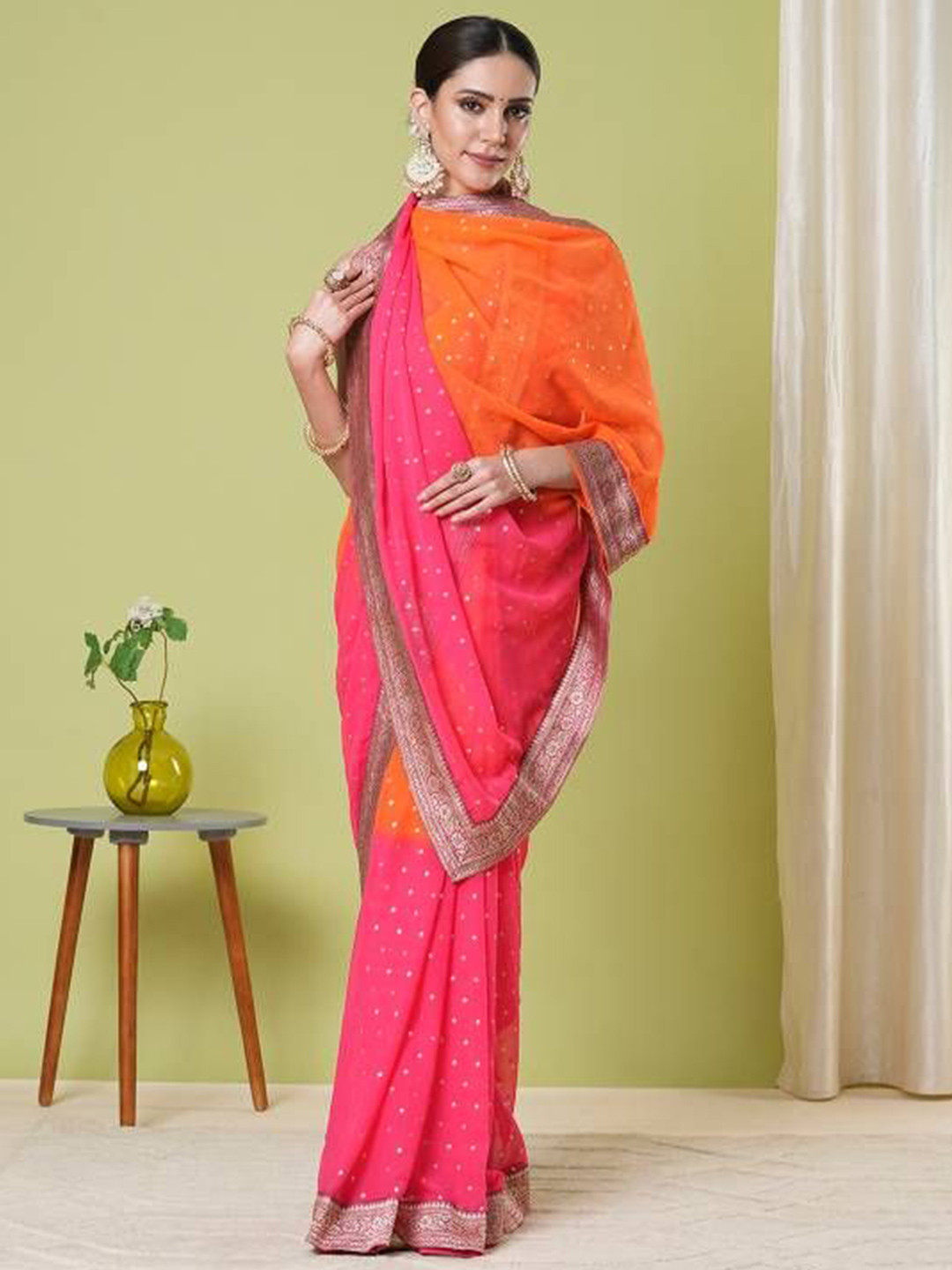 HI FI NX Woven Design Zari Poly Georgette Banarasi Saree