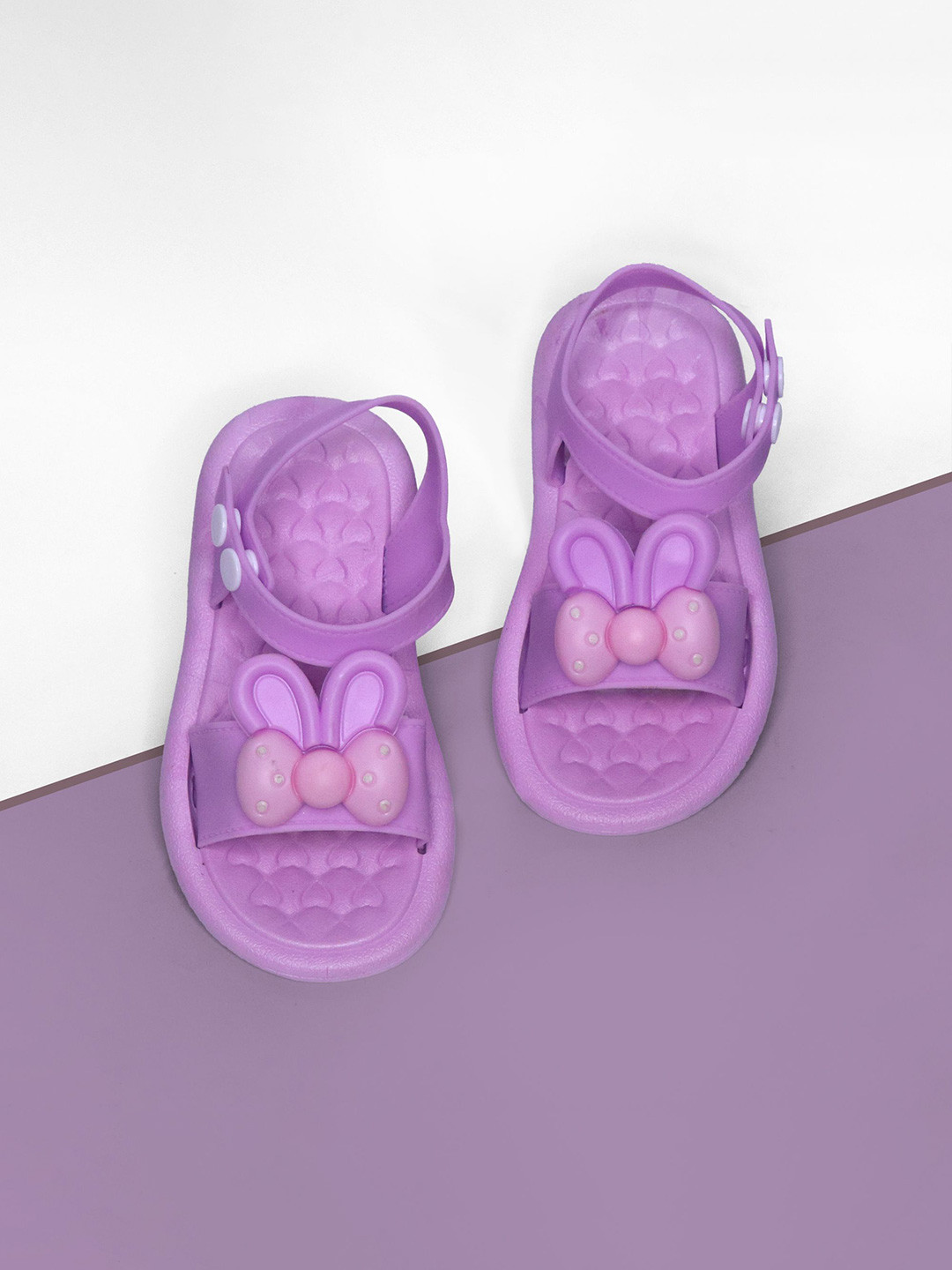 NEW STEPS Girls Textured Open Toe Flats