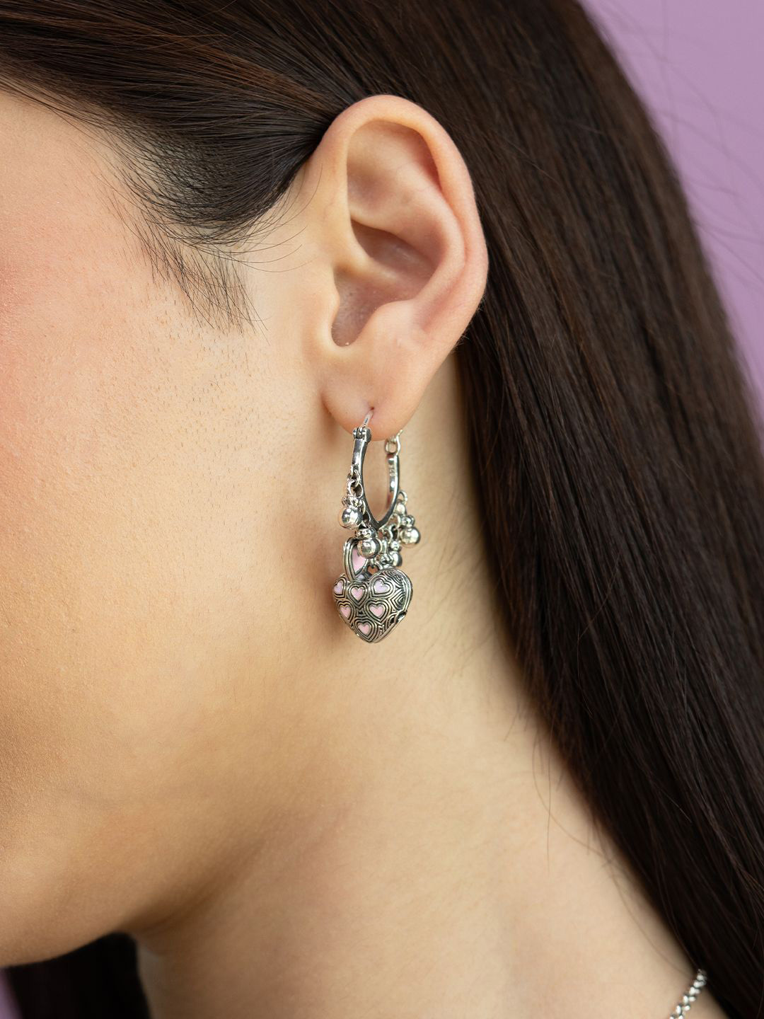 SHAYA Bring in the Comfort 925 Silver Heart Shaped Drop Earrings