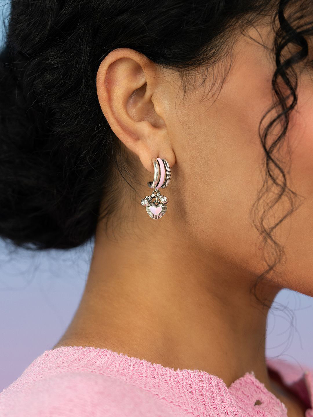 SHAYA Bring in the Togetherness 92.5 Sterling Silver Heart Shaped Drop Earrings