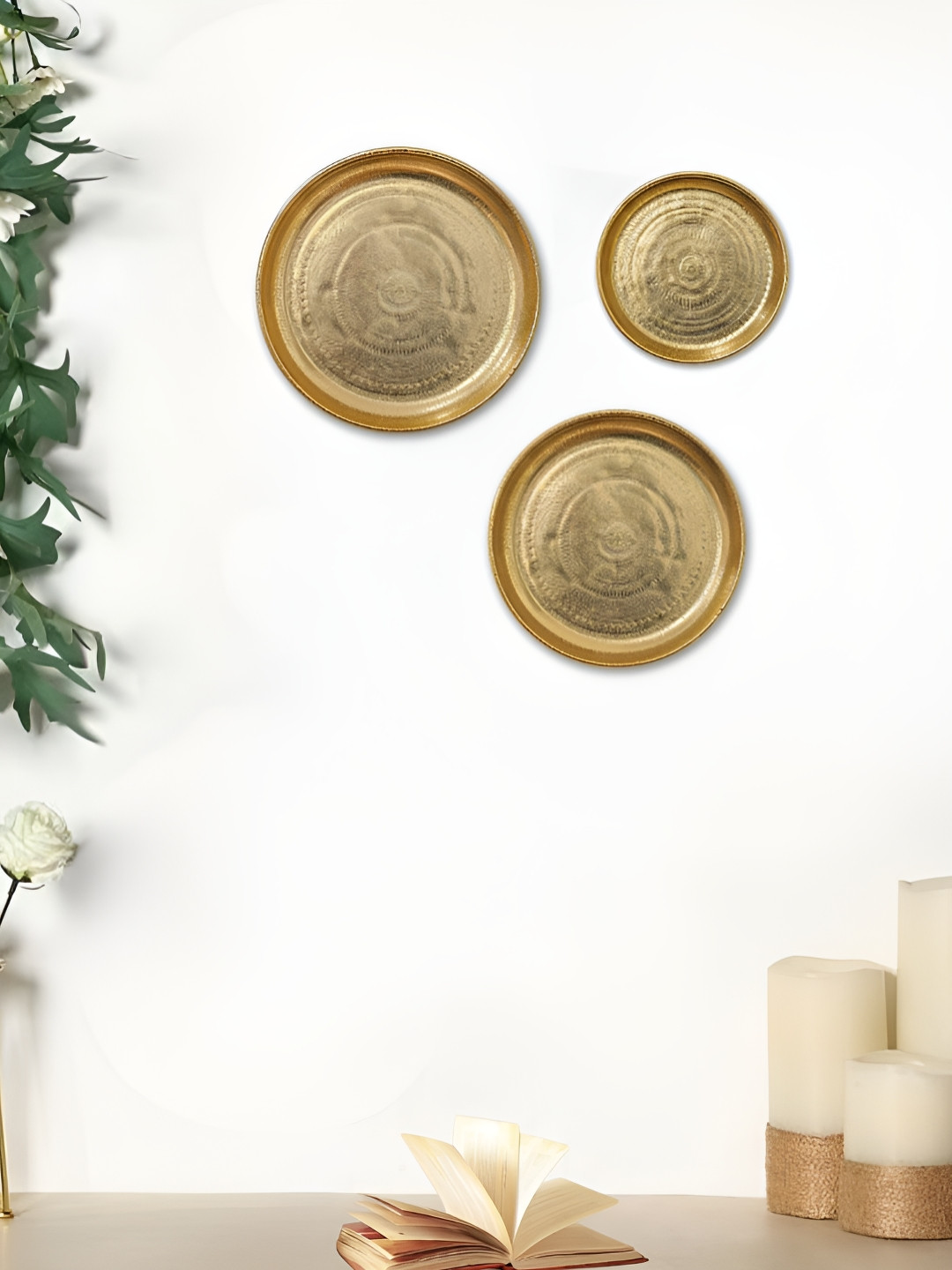 BEHOMA Embossed Wall Plates Metal Antique Hanging Hall 3Pcs -12In