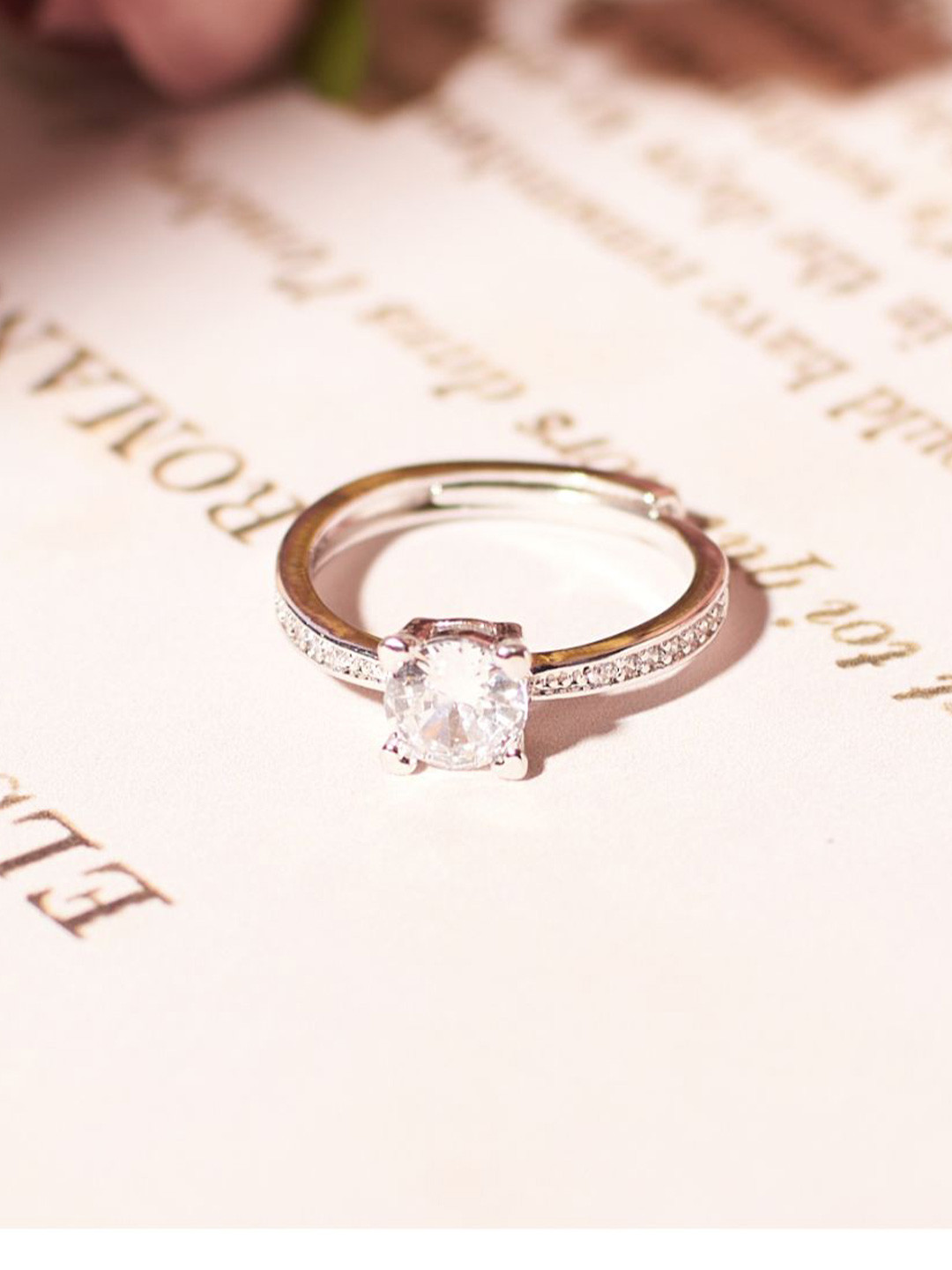 SALTY Silver Princess Cut Gemstone Studded Ring