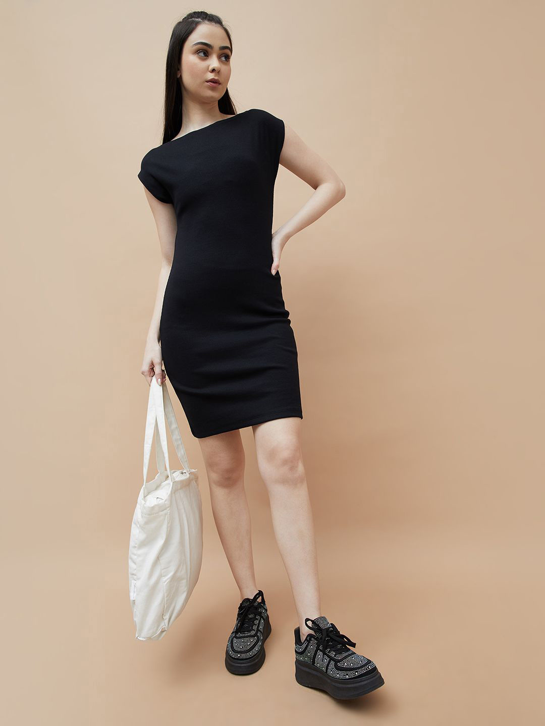 Ginger by Lifestyle Women Cotton Cap Sleeves Boat Neck Sheath Dress