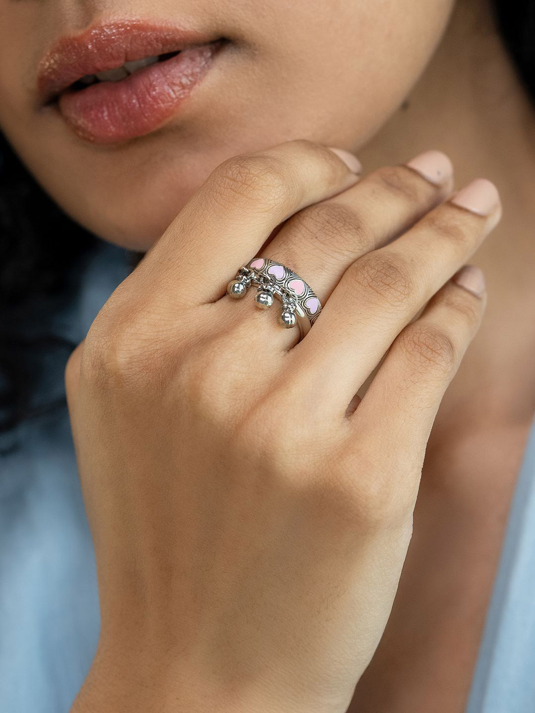 SHAYA Set Of 2 Bring In The Laughter Heart Rings In 925 Silver