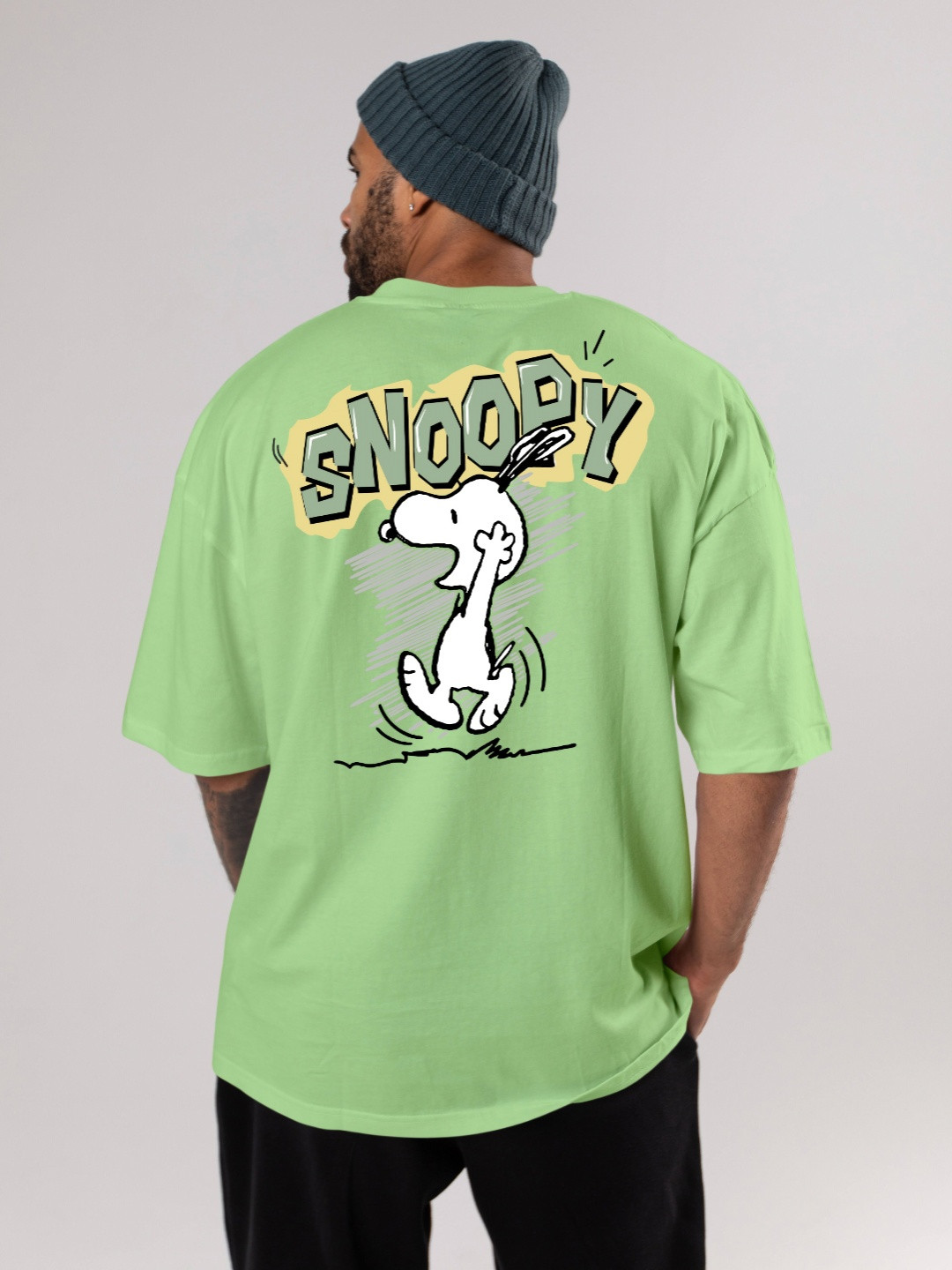 FLYIND VOGUE OUTFIT Men Snoopy Bio Finish Graphic Printed Cotton Oversized T-shirt