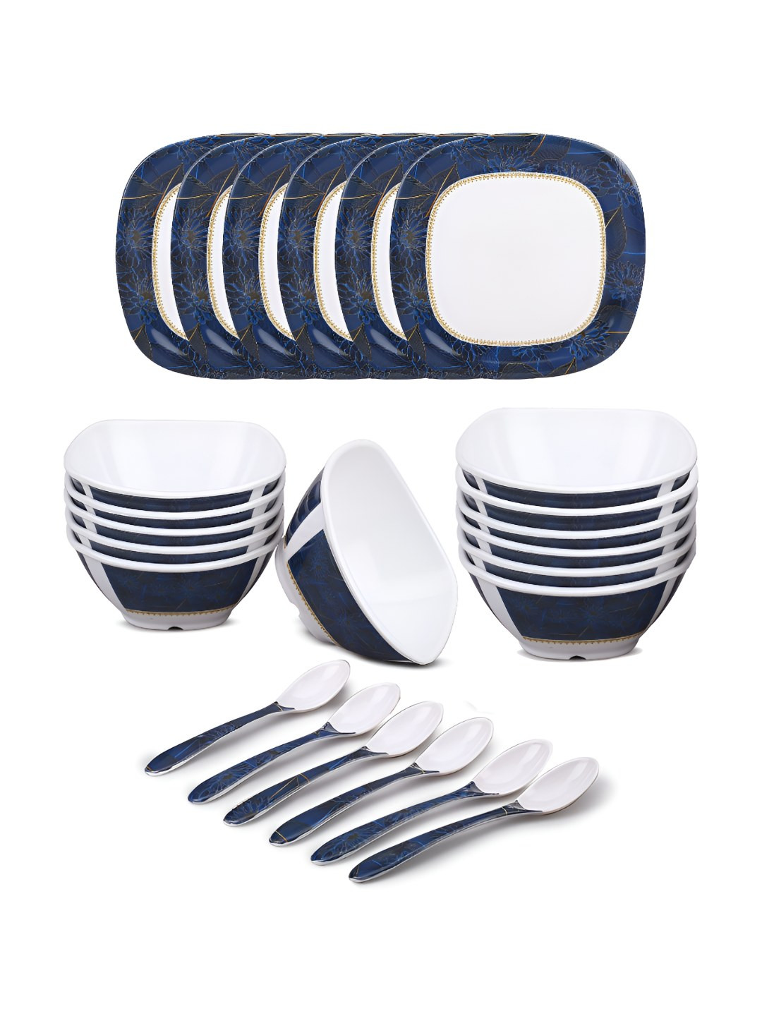 Bataniya Multi Floral Melamine Microwave Safe 24 Piece Dinner Set