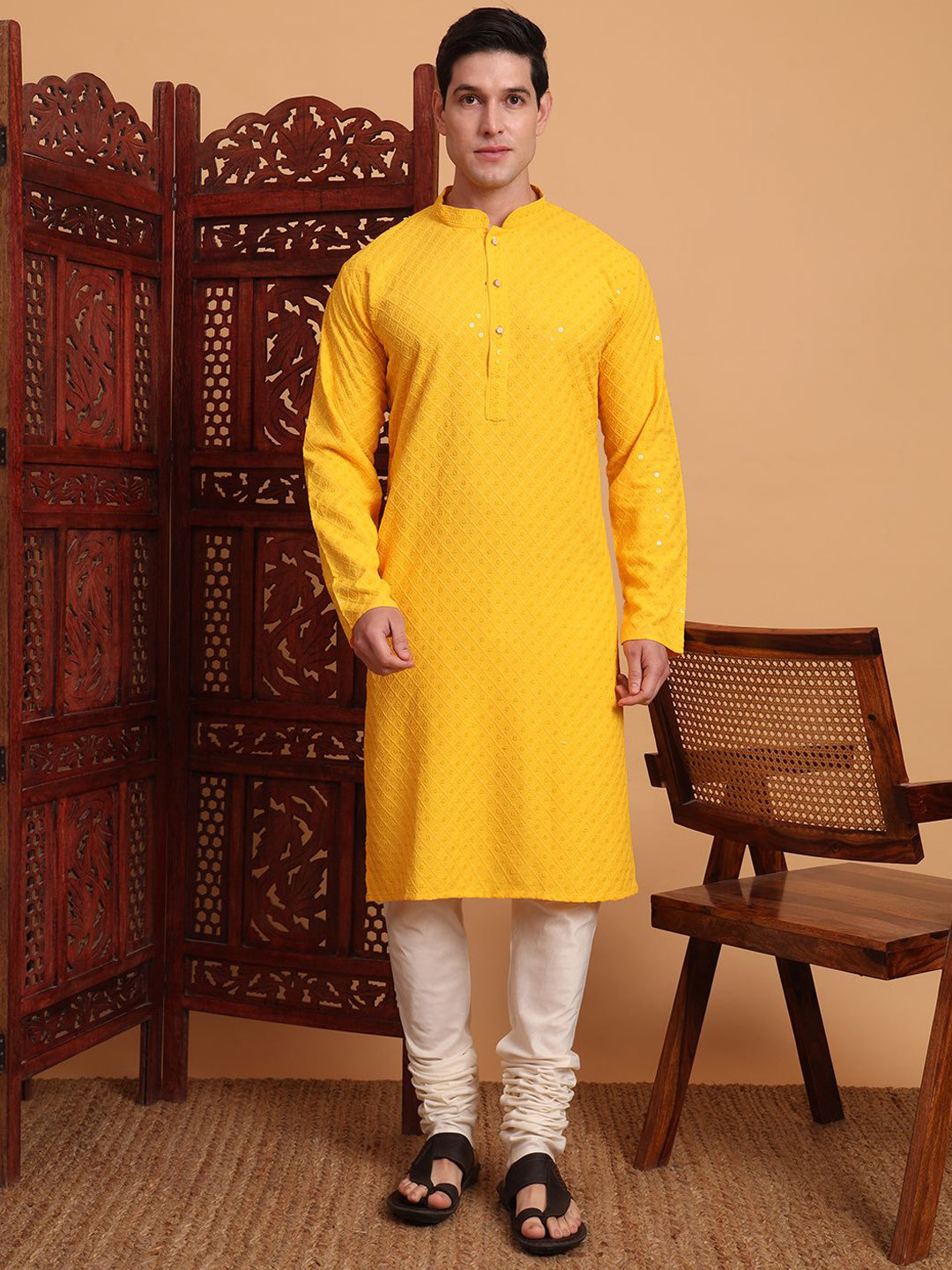 House of Pataudi Rayon Chikankari Embroidered Work Kurta