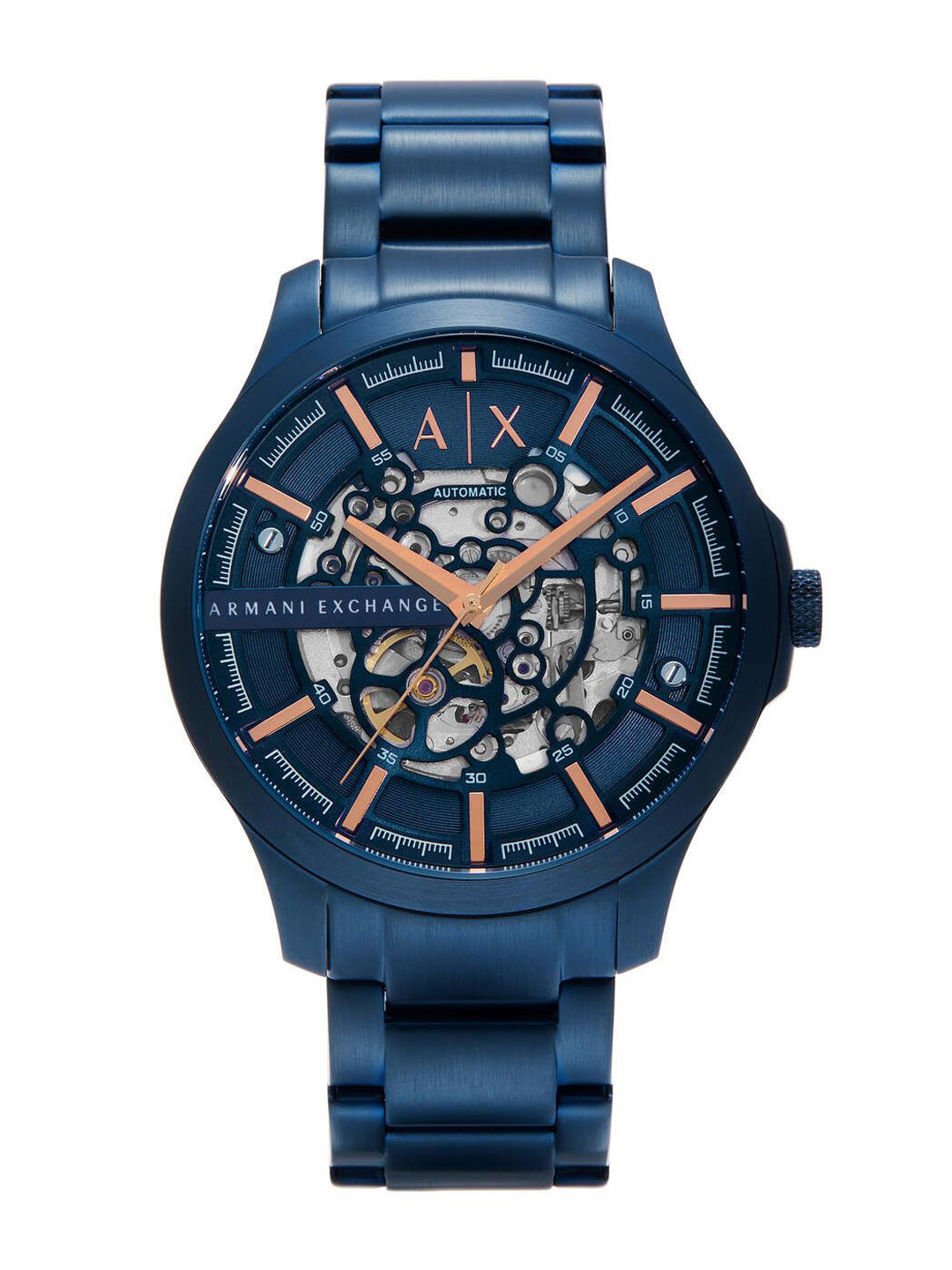 Armani Exchange Men Skeleton Dial & Stainless Steel Straps Analogue Automatic Motion Powered Watch AX2457