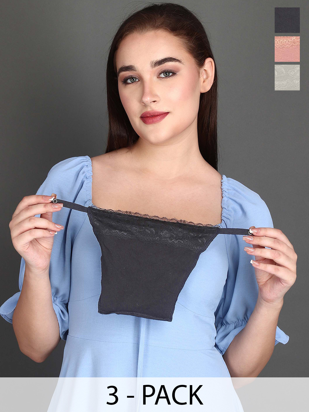 SHOPPY VILLA Pack Of 3 Non Padded Mock Camisoles Cleavage Cover Camisoles