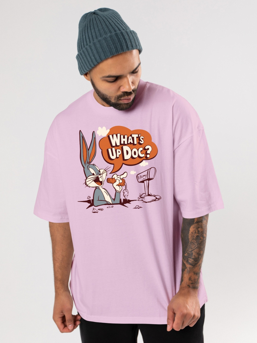 FLYIND VOGUE OUTFIT Men Bugs Bunny Bio Finish Graphic Printed Cotton Oversized T-shirt