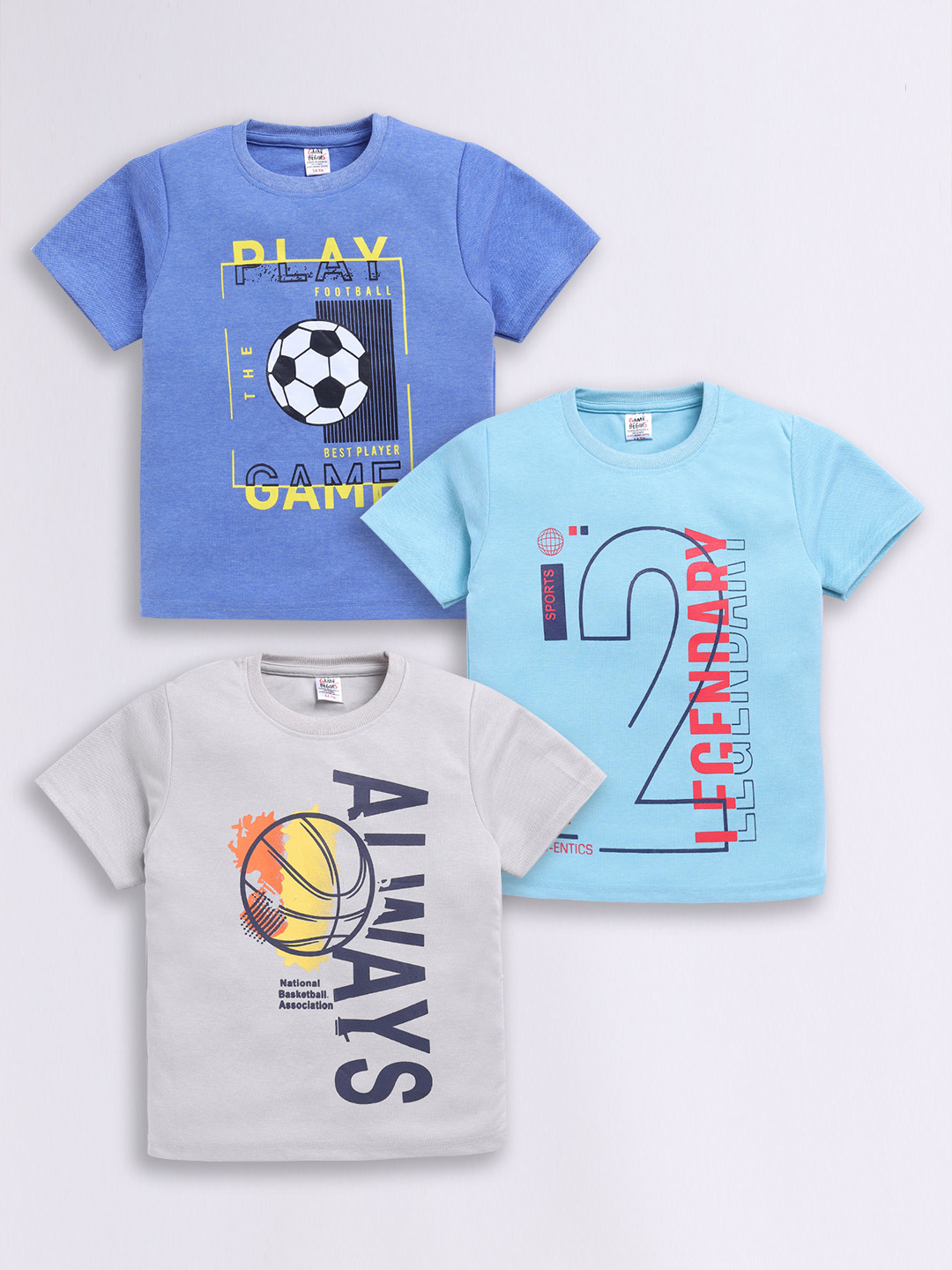 Here&Now X Game Begins Boys Assorted Pack Of 3 Typography Printed T-shirts