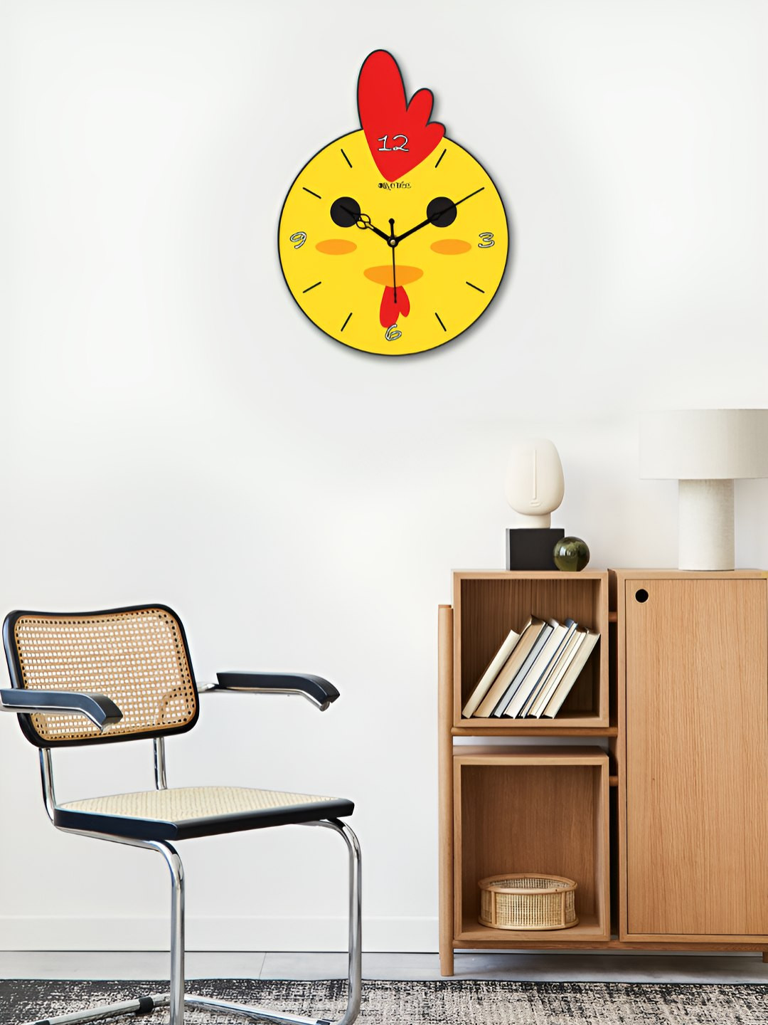 OLIVE TREE Kids Yellow & Pink Analogue Wooden Bird Shaped Contemporary Wall Clock