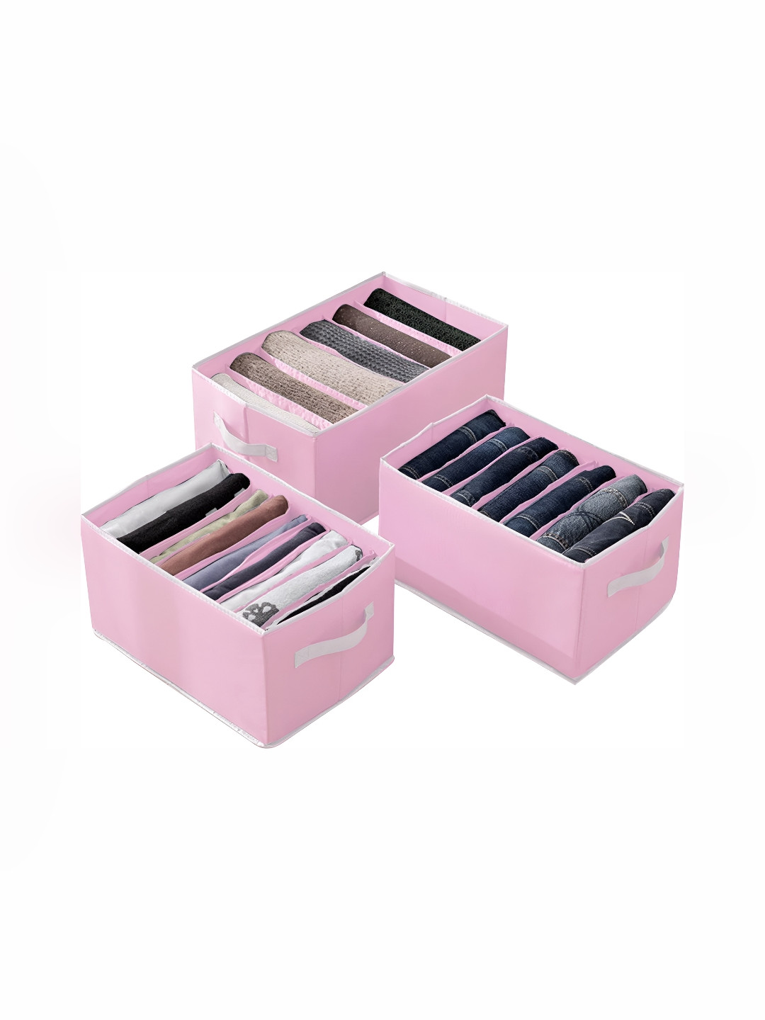 FAVRIA Pink 3 Pieces Reusable Drawer Organisers