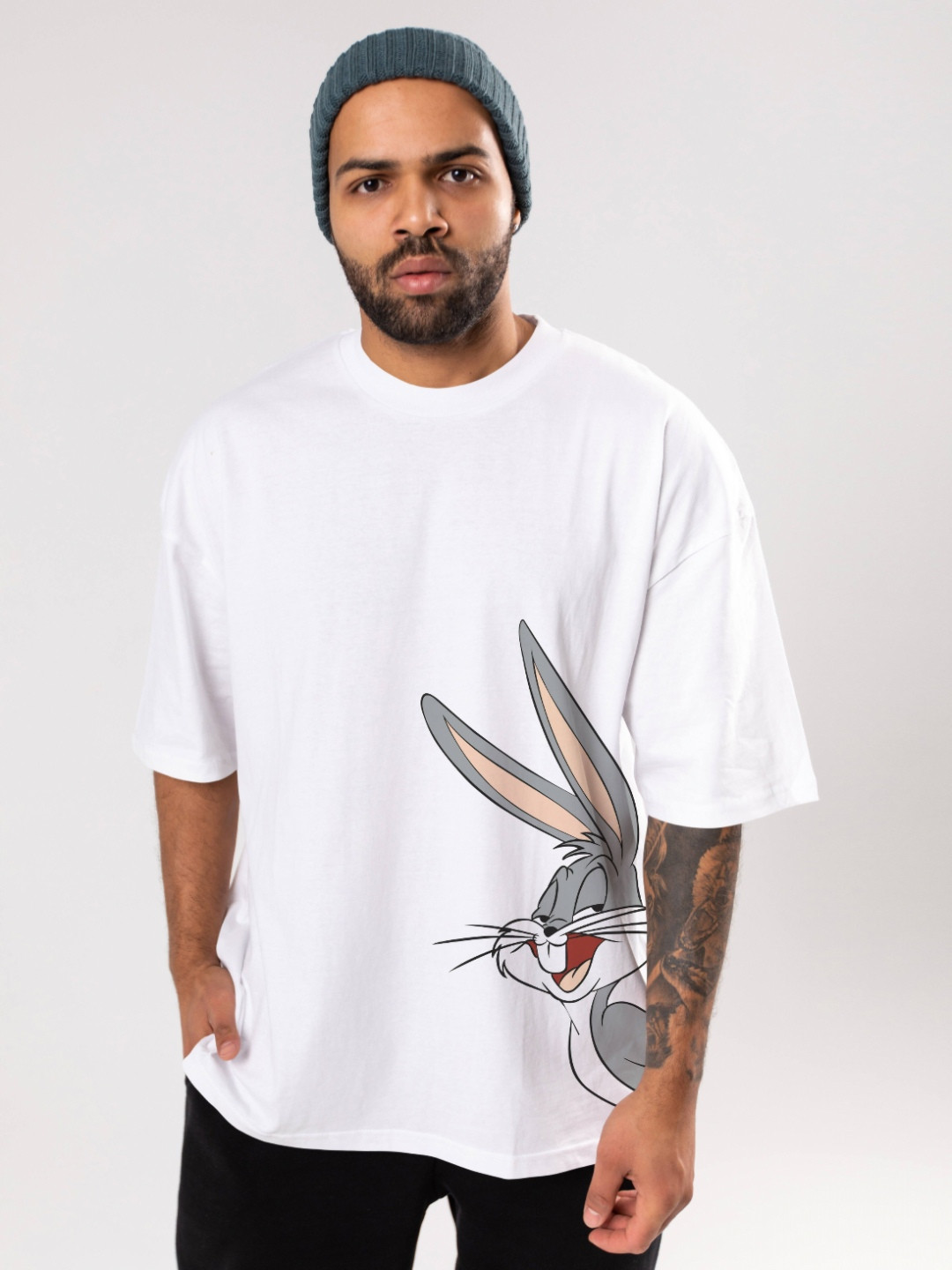 FLYIND VOGUE OUTFIT Men Bugs Bunny Bio Finish Graphic Printed Cotton Oversized T-shirt