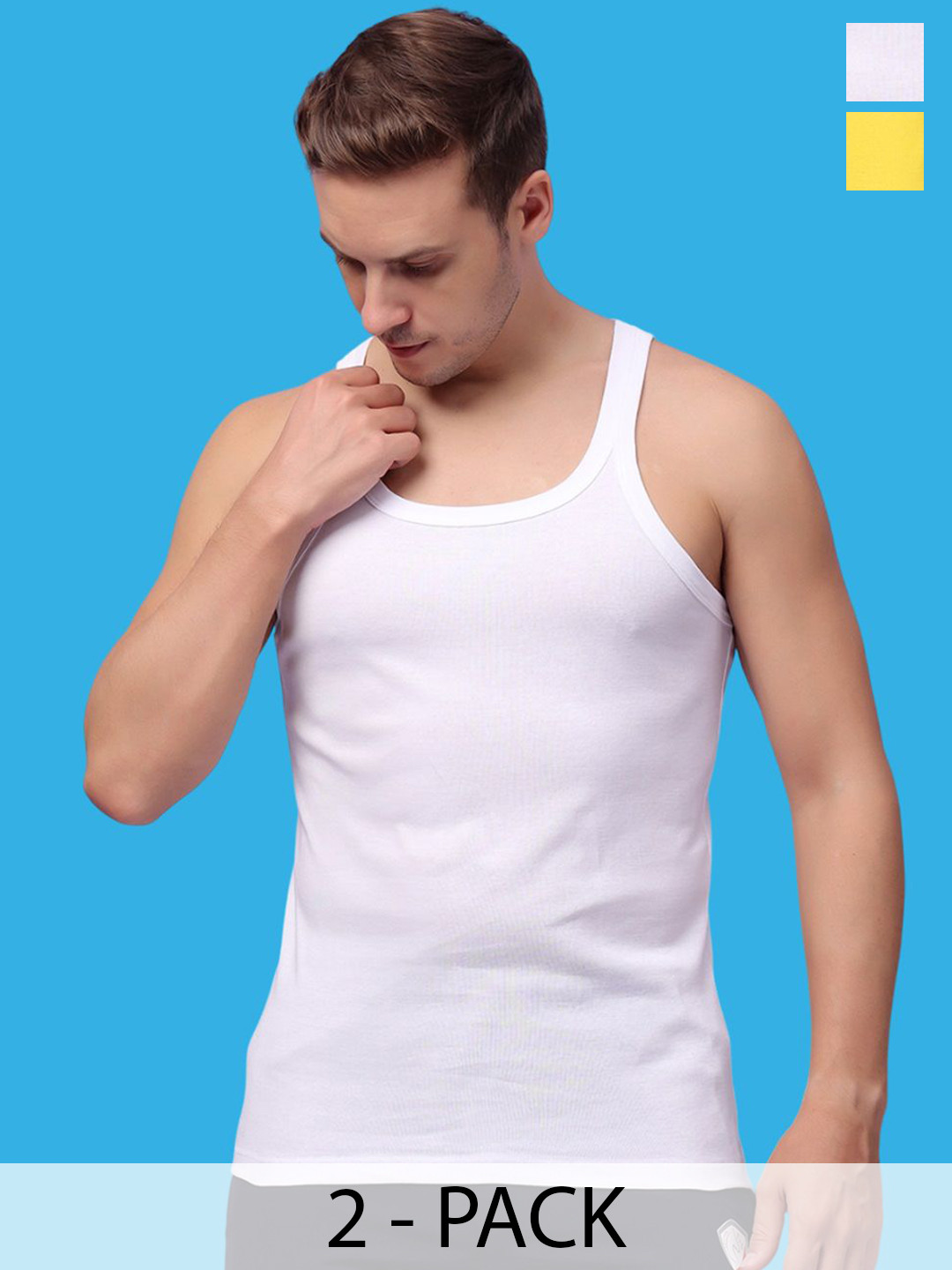 Friskers Pack Of 2 Pure Cotton Gym Innerwear Vests 301224CA-02-06