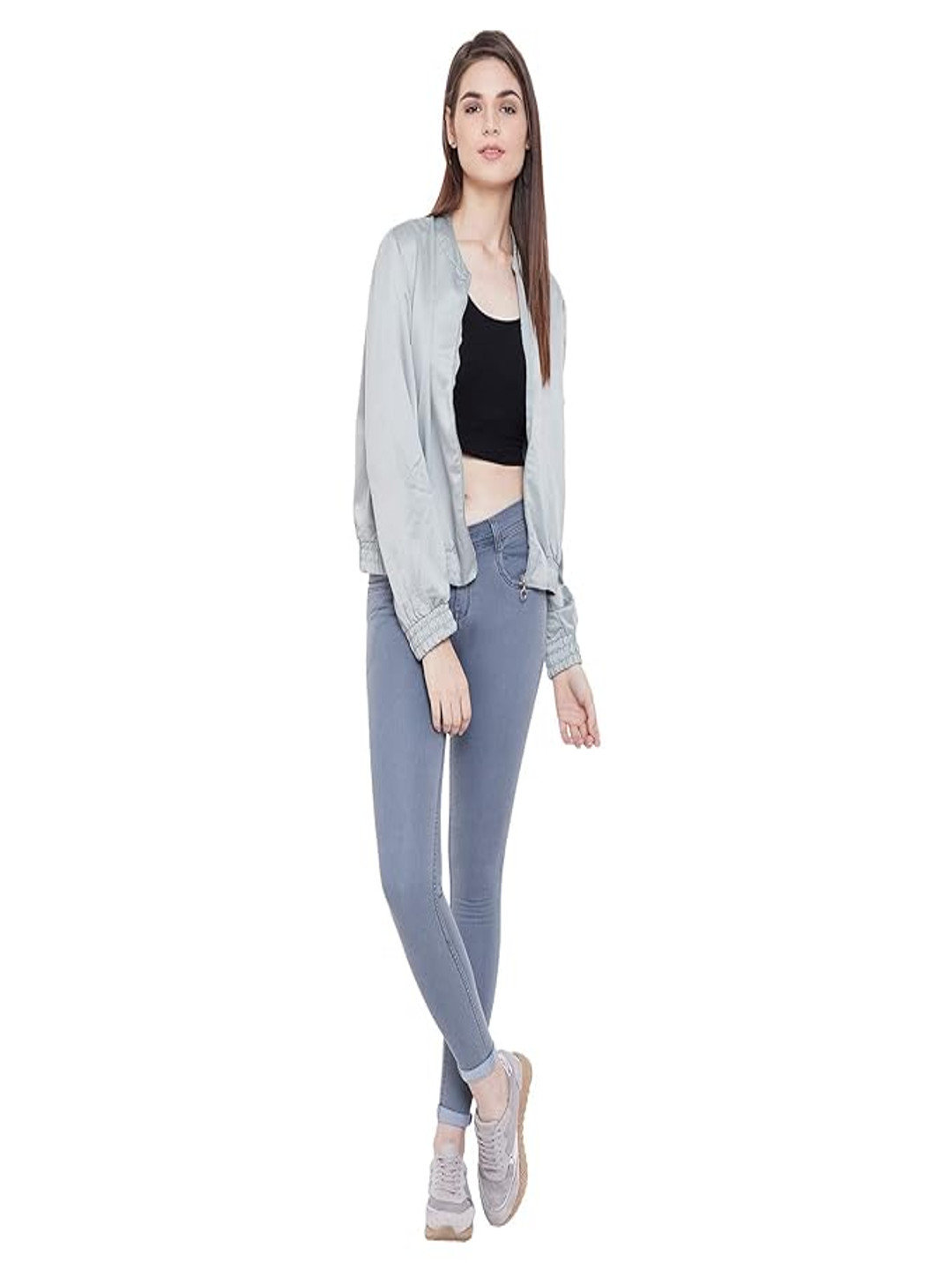 kitty-fashion Women Jean Skinny Fit Slash Knee Stretchable Jeans