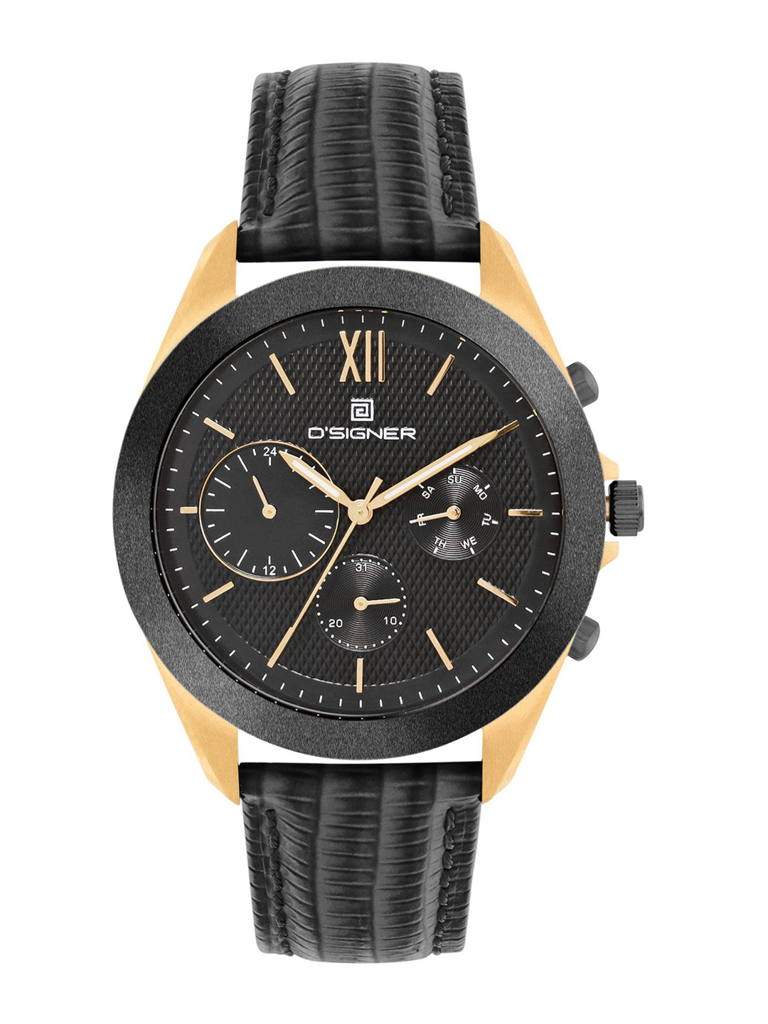 D'SIGNER Men Brass Dial & Leather Straps Analogue Multi Function Watch 902GBTL.3G