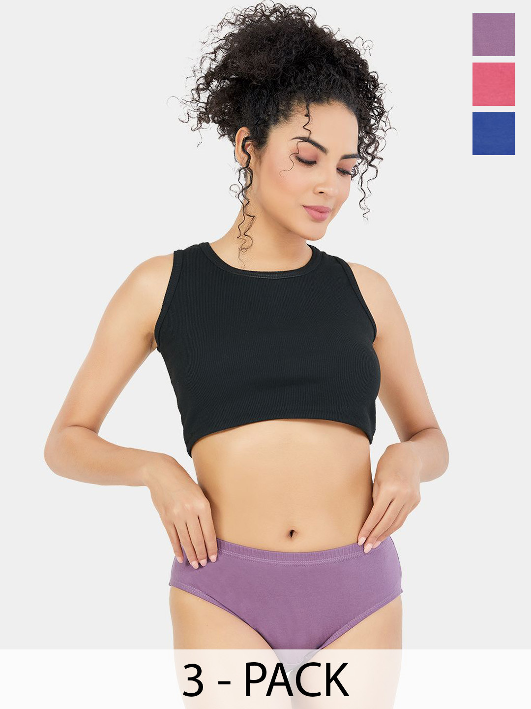 Trylo Pretty Women Pack Of 3 Assorted Full Hip Coverage Combed Cotton Hipster