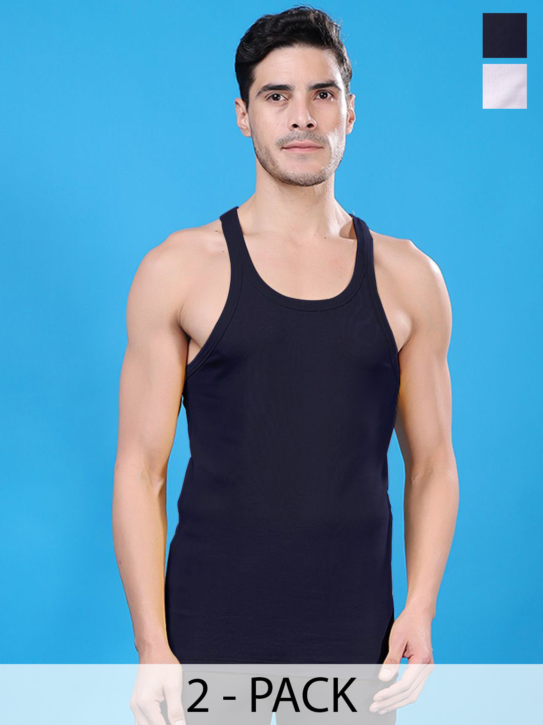 Friskers Men Pack Of 2 Pure Cotton Gym Innerwear Vests 301224CA-02-17