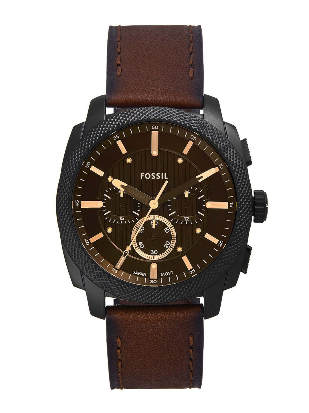 Fossil Men Skeleton Dial & Leather Straps Reset Time Analogue Watch FS6101