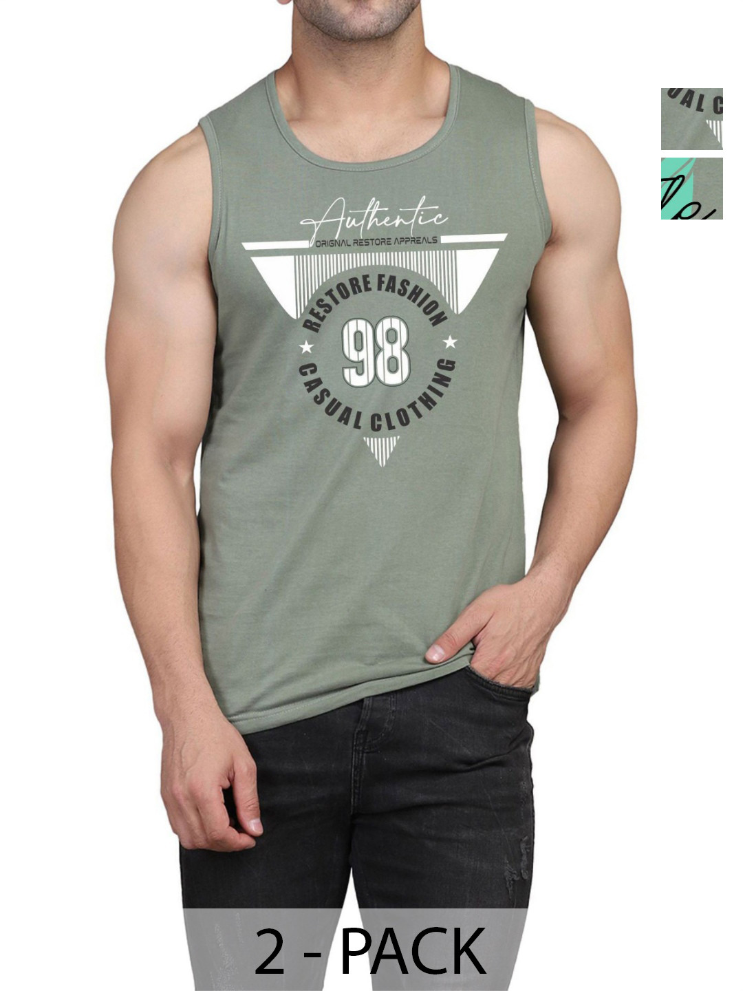 WOOSTRO Men Pack Of 2 Typography Printed Round Neck Cotton Slim Fit T-shirts
