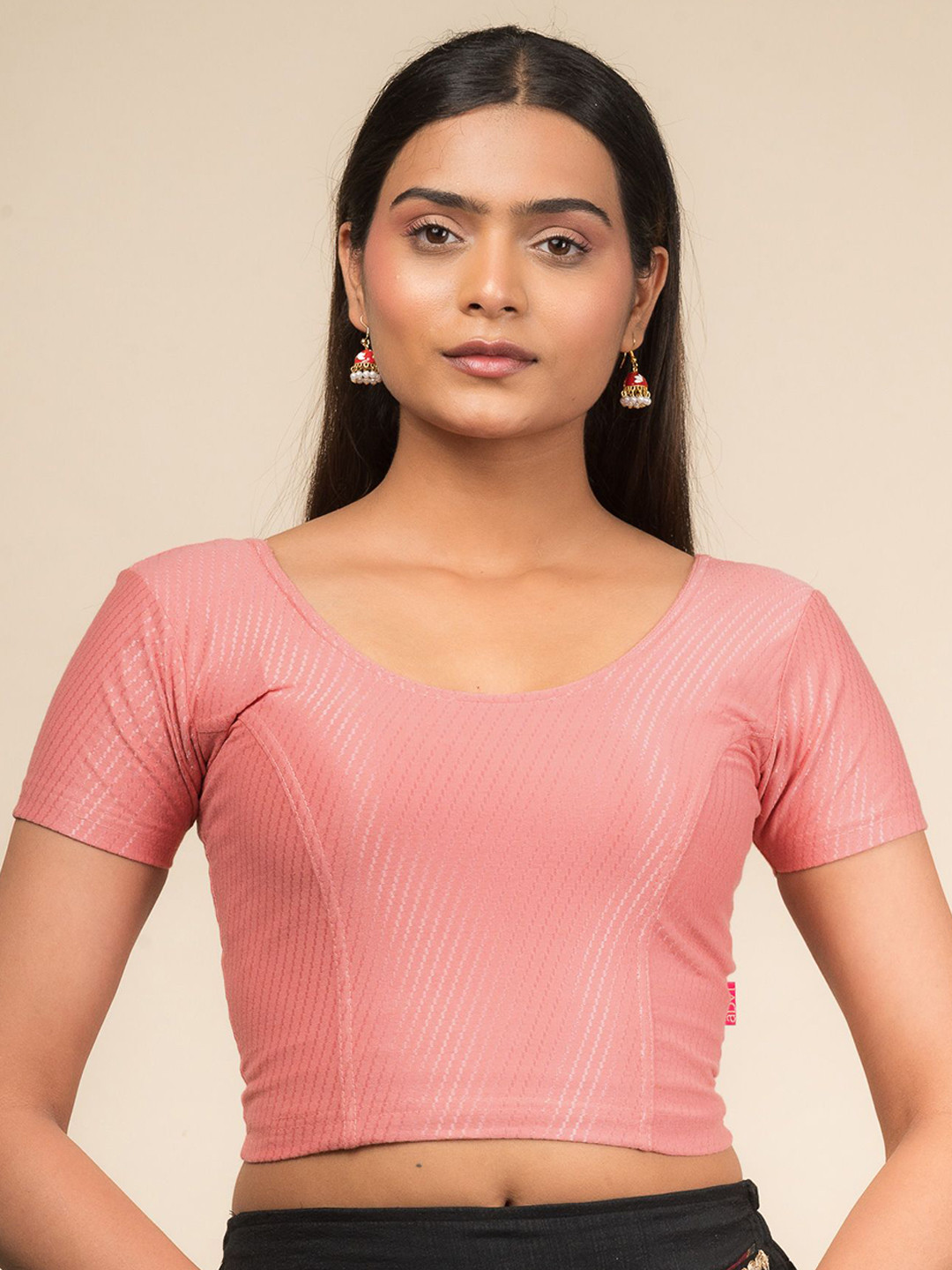 Bindigasm's Advi Texture Cotton Stretchable Slip On Saree Blouse
