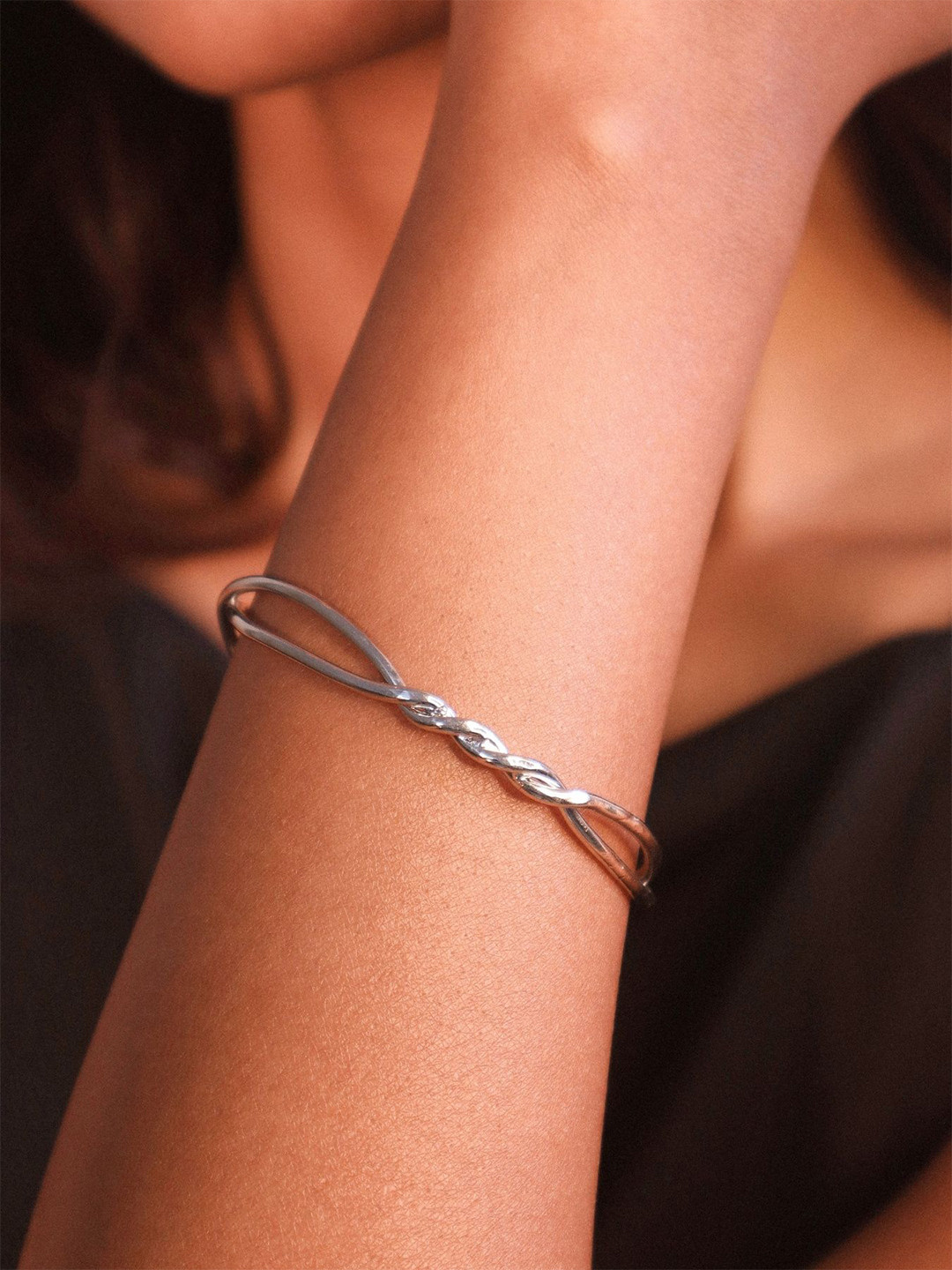 House of Pehr Silver Plated Knotted Bangle Style Bracelet