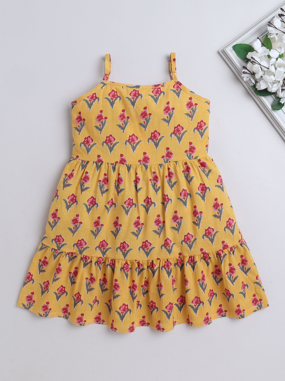 The Magic Wand Girls Floral Printed Cotton Fit & Flare Dress