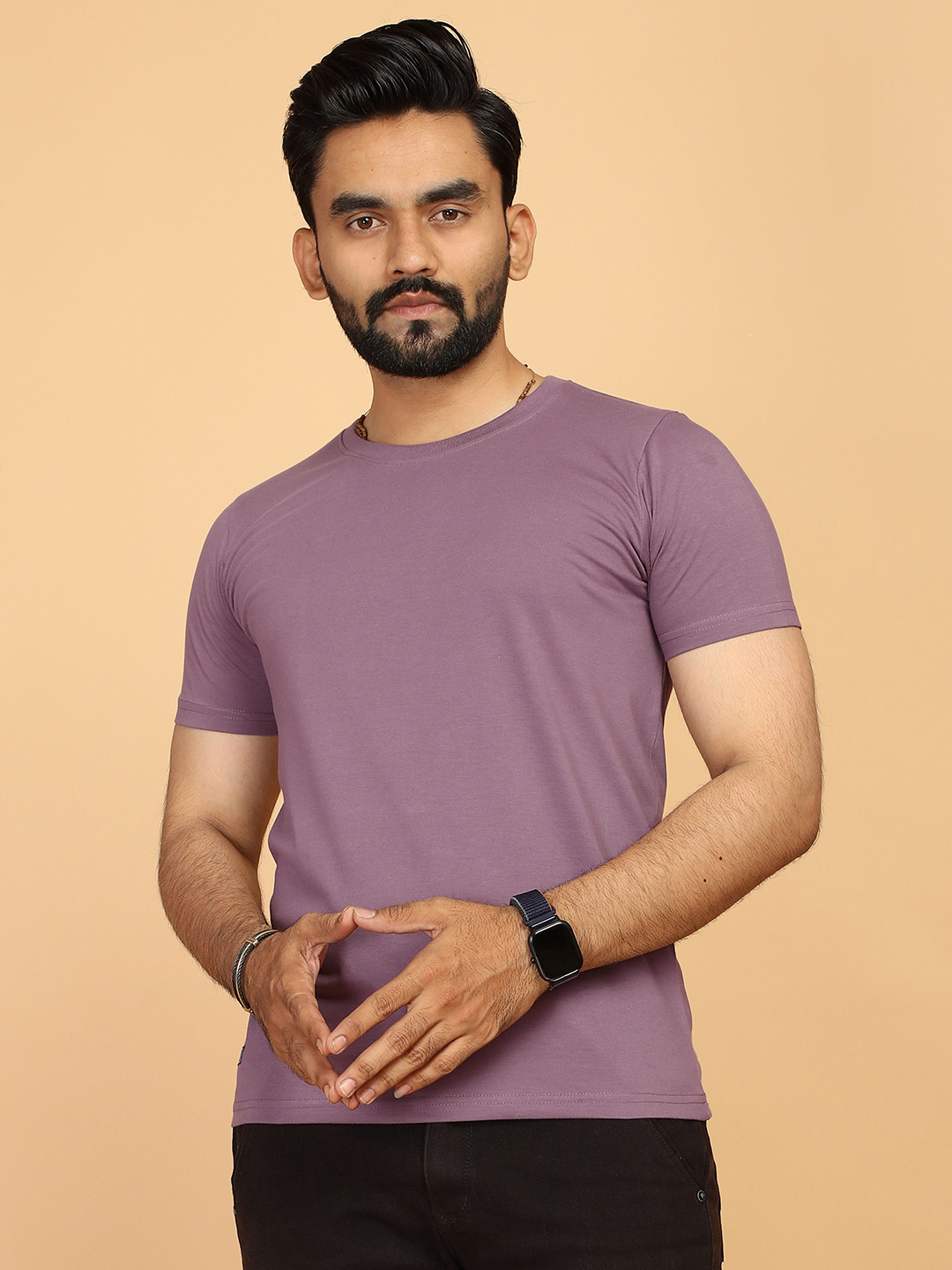 FABRIPPLE Men Solid Round Neck Cotton T-shirt