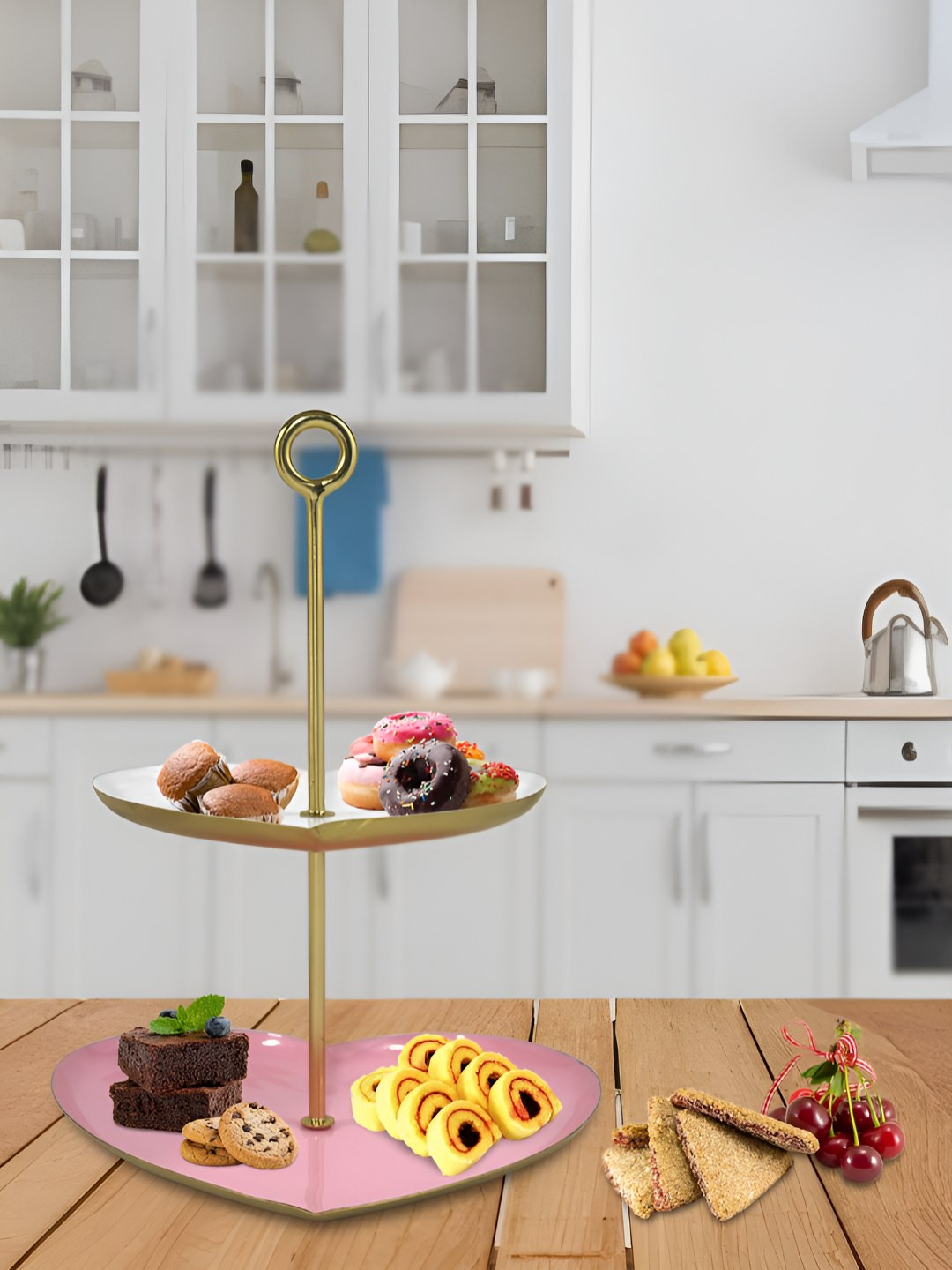 Metalsmith Pink & Gold Toned Metal Cake Stand