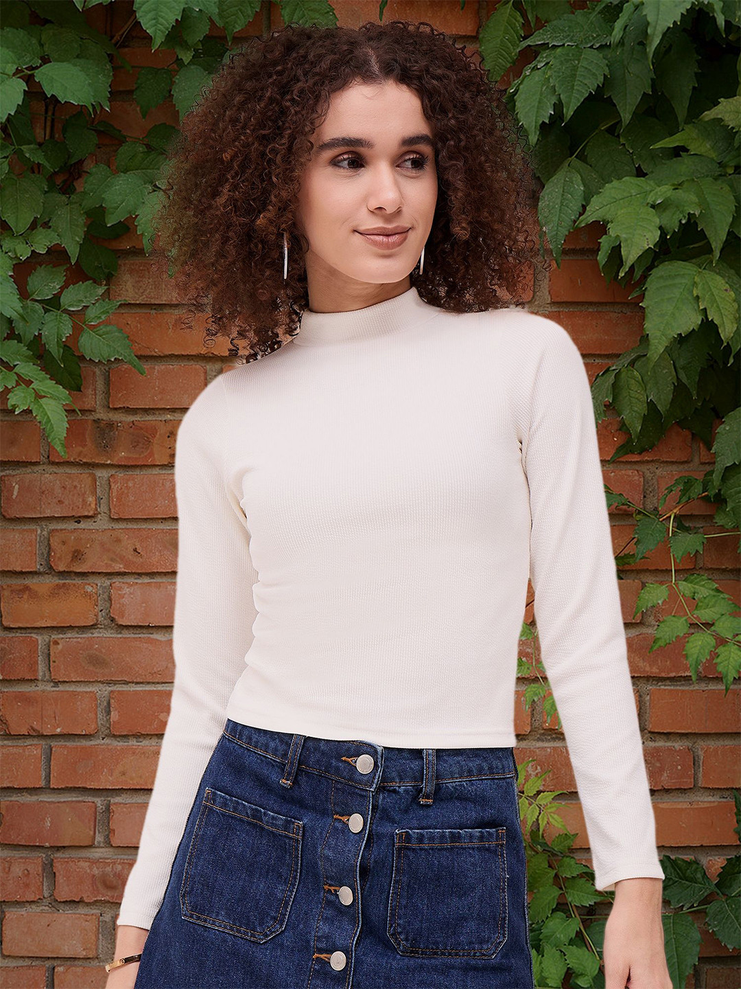 DressBerry Women's Solid High Neck Top