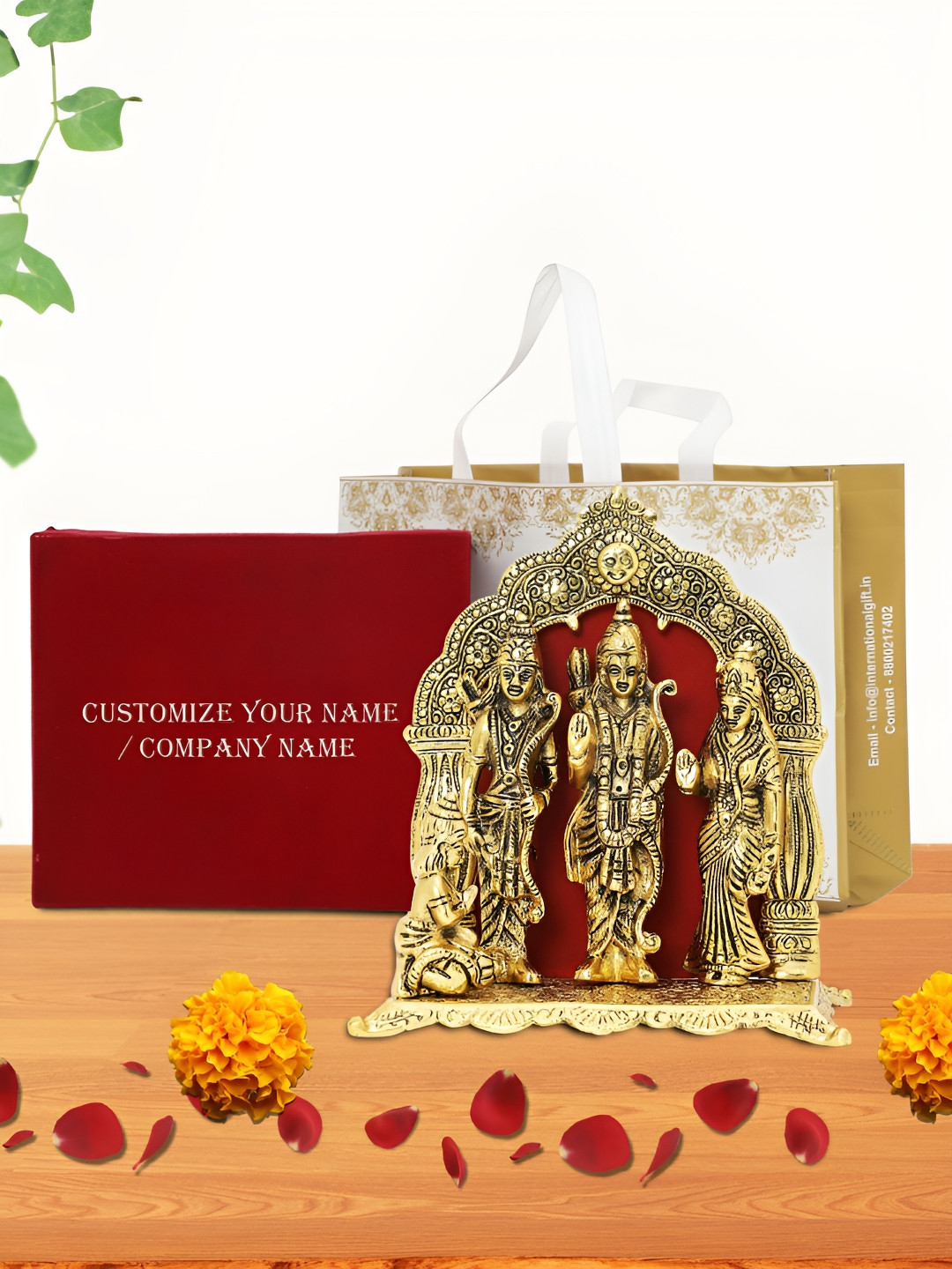 INTERNATIONAL GIFT Ram Darbar Gold Metal Metallic Prayer Room Large Showpiece - 9.4 Inches