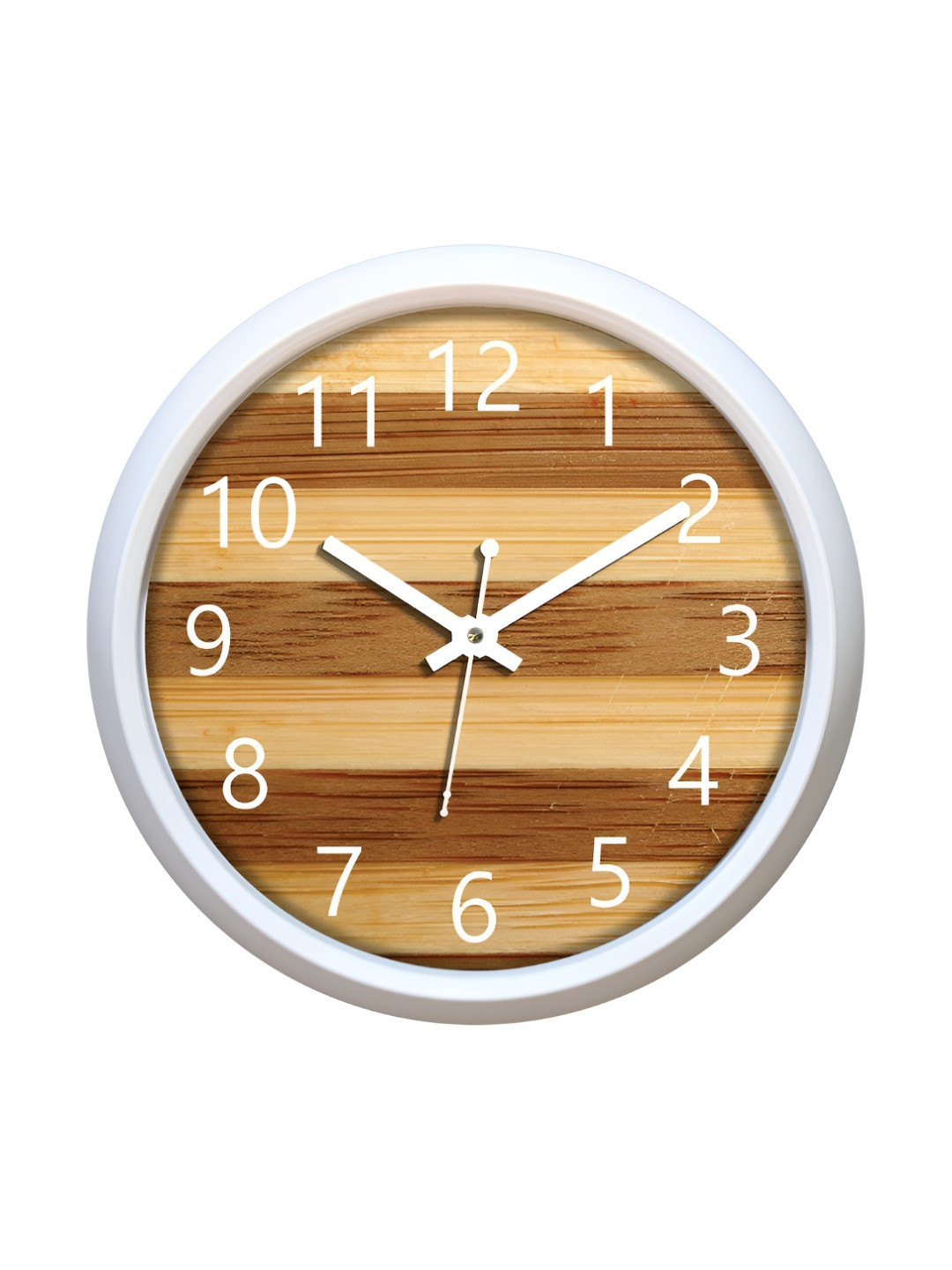 Aura Non-Ticking Brown Plastic Silent Clock Round Battery Analogue Wall Clock-30.5cm