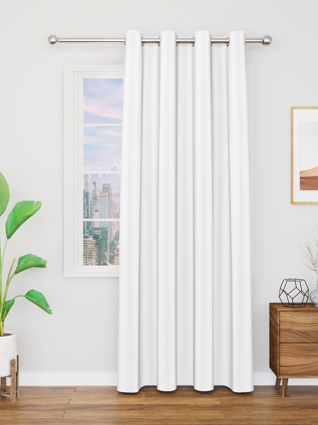 Myntra Elegant Homes Meh Collection Off White Black Out Long Door Curtain
