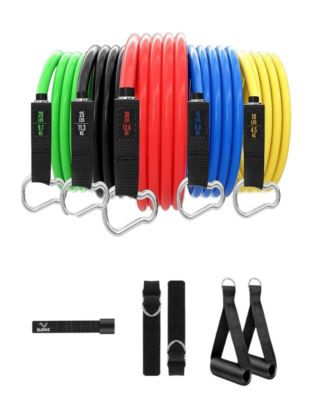 SLOVIC Set Of 5 Heavy Resistance Stretching Resistance Tube Workout Accessories