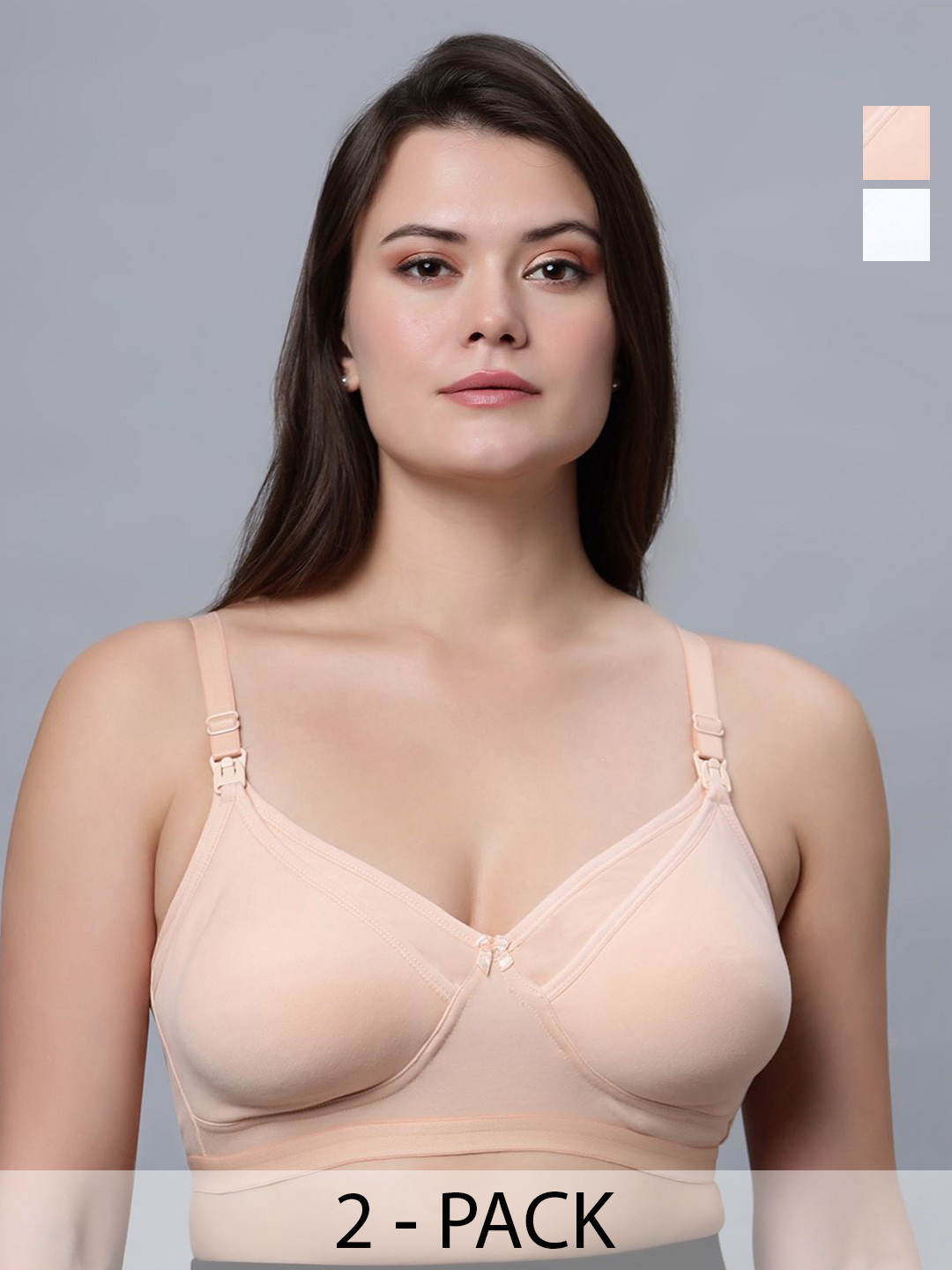 In Care Women Pack of 2 Full-coverage Light Padded and Non-Wired Cotton Maternity Bra