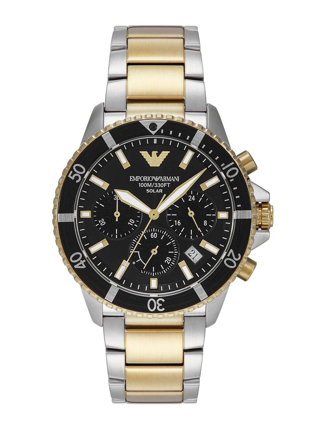 Emporio Armani Men Patterned Dial & Stainless Steel Straps Analogue Watch AR11680