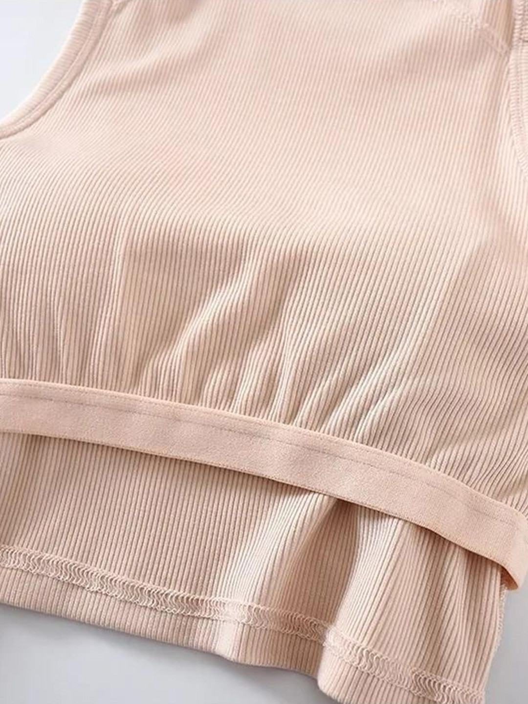 Miss Mosa By Akanksha  Women Studded Cotton Peach Nicole Tank Tops with Inbuilt Bra