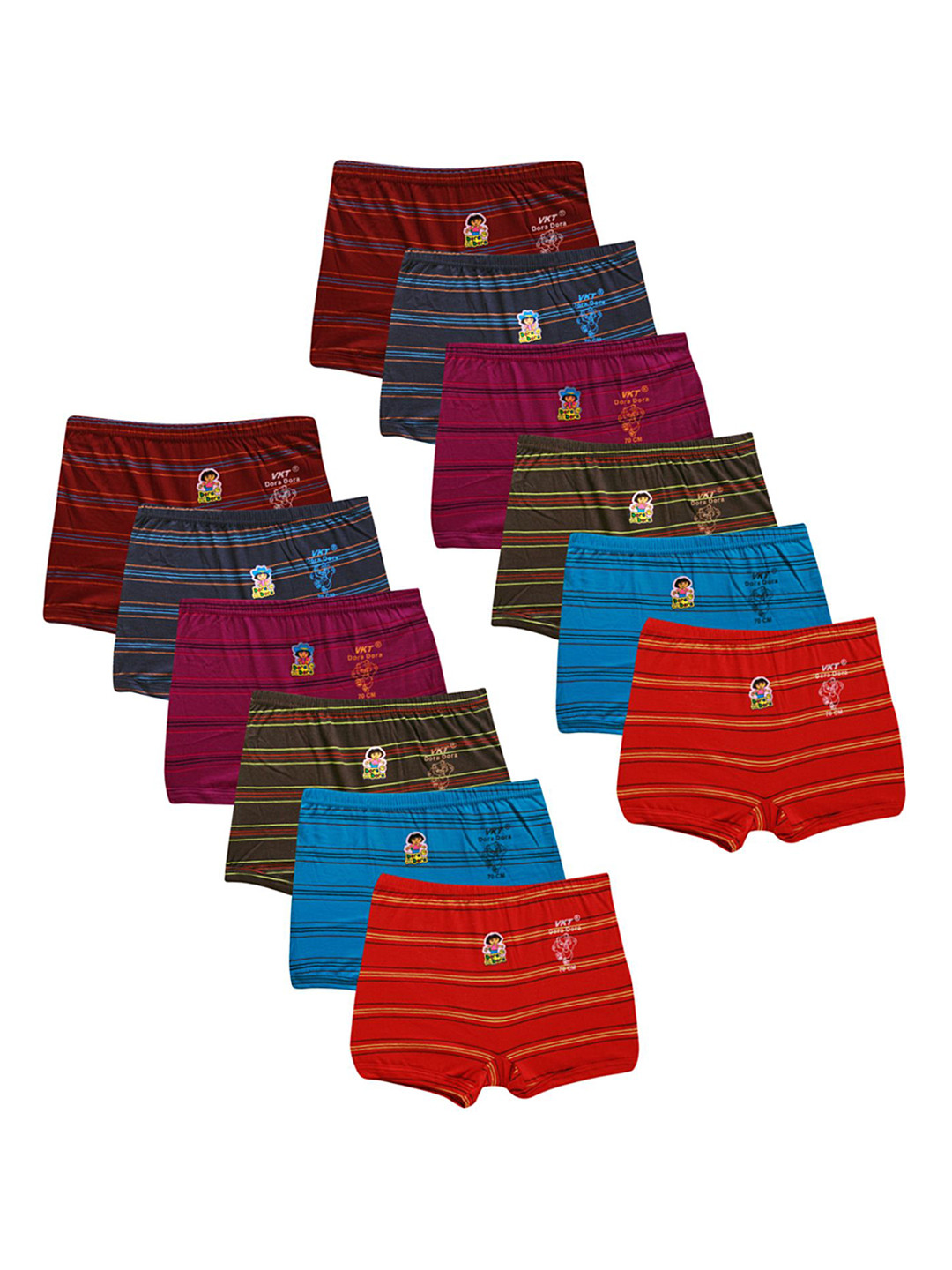 Dora Dora Infant Boys Pack Of 12 Striped Cotton Basic Briefs  MY-BY-DOLINE-DRAW-12PC