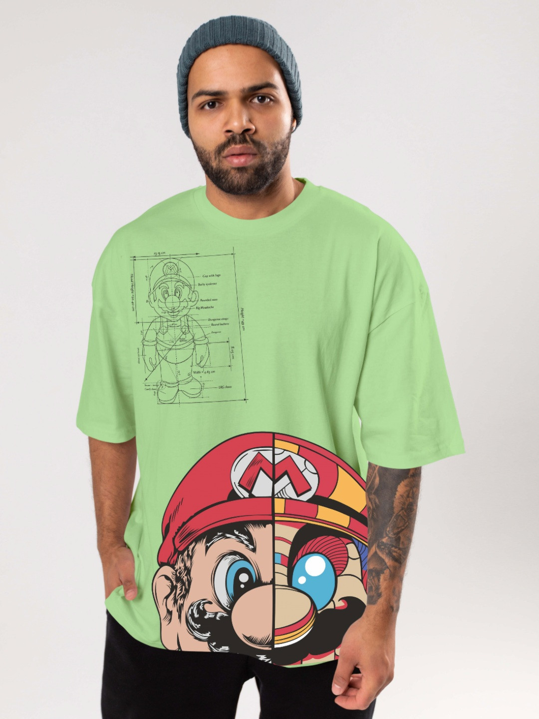 FLYIND VOGUE OUTFIT Men Super Mario Bio Finish Graphic Printed Cotton Oversized T-shirt