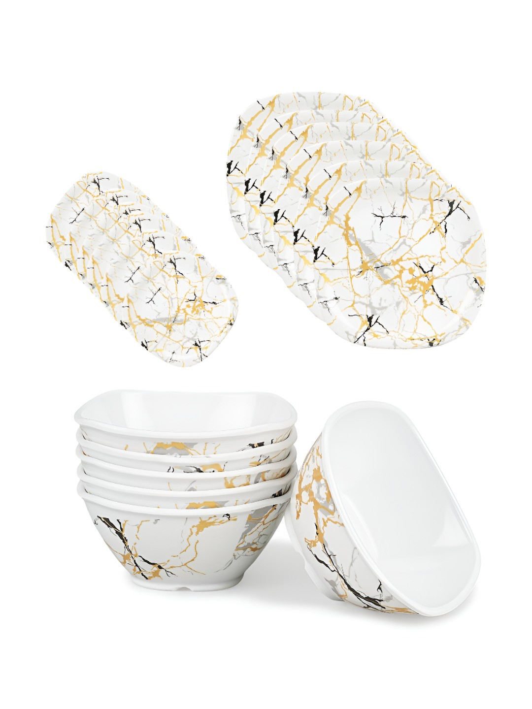 Bataniya Multi Marble Melamine Microwave Safe 18 Piece Dinner Set