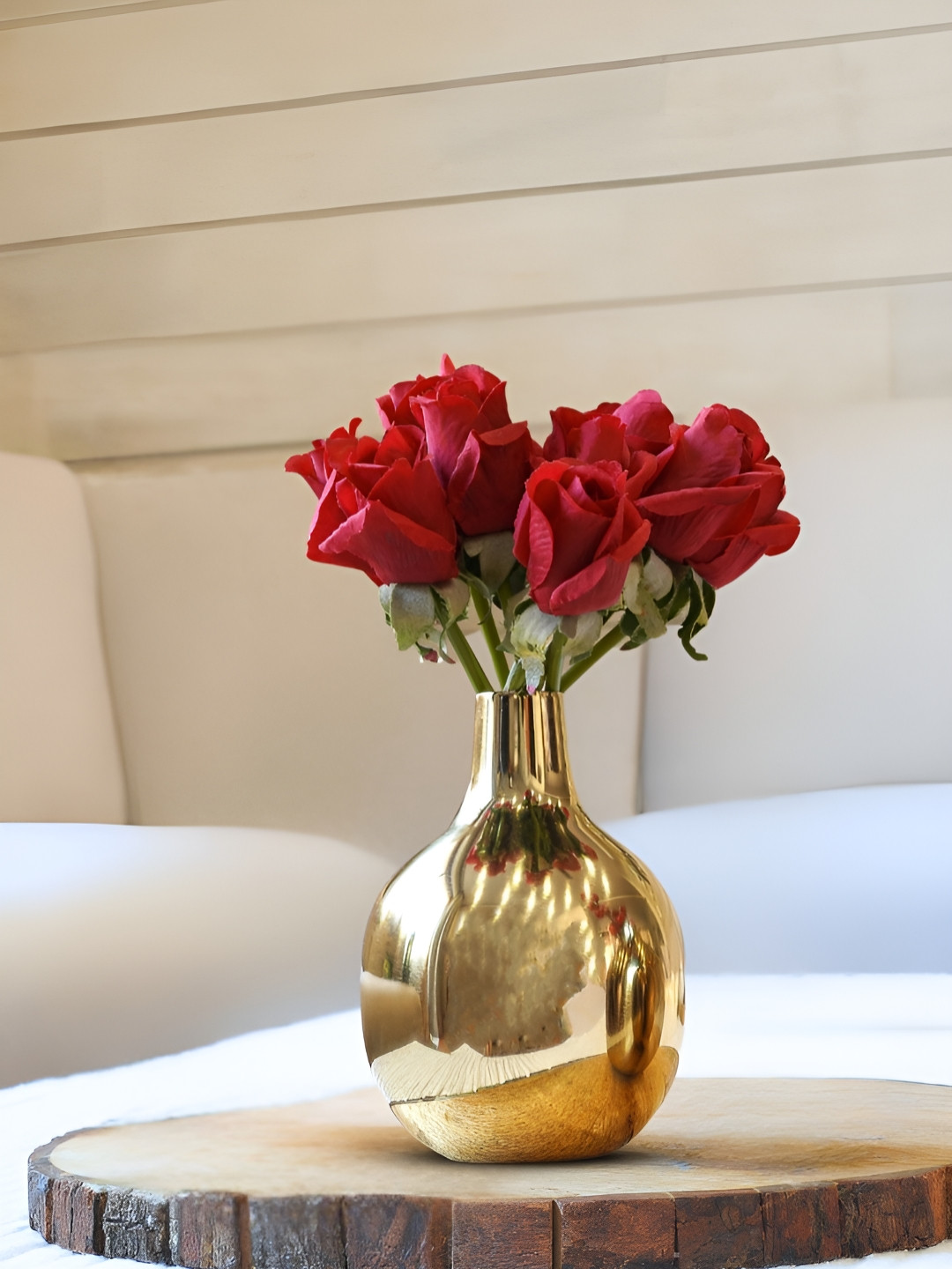BEHOMA Gold-Toned Metal Flower Vase
