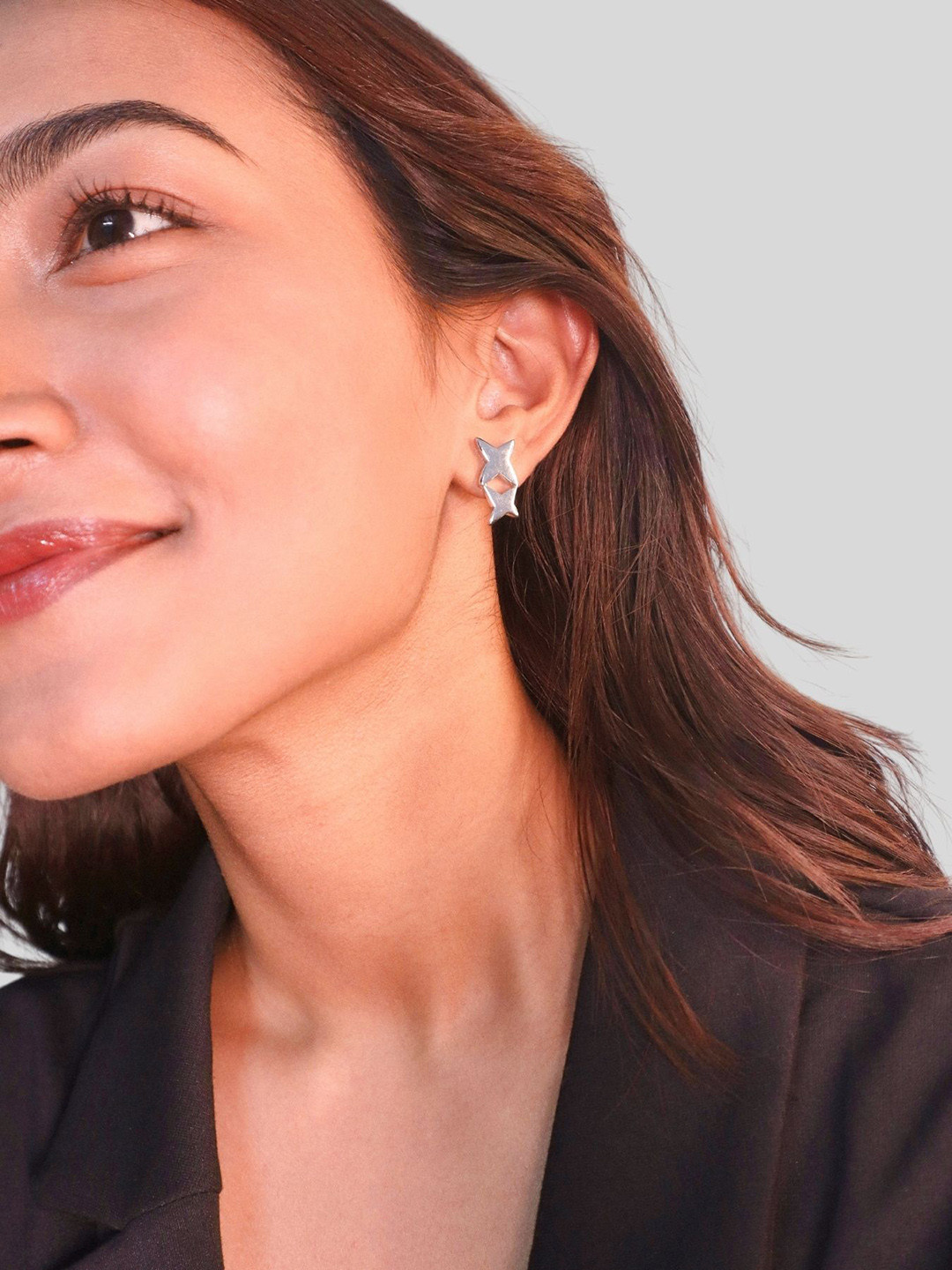 House of Pehr Silver Plated Cute Star Design Contemporary Studs Earrings