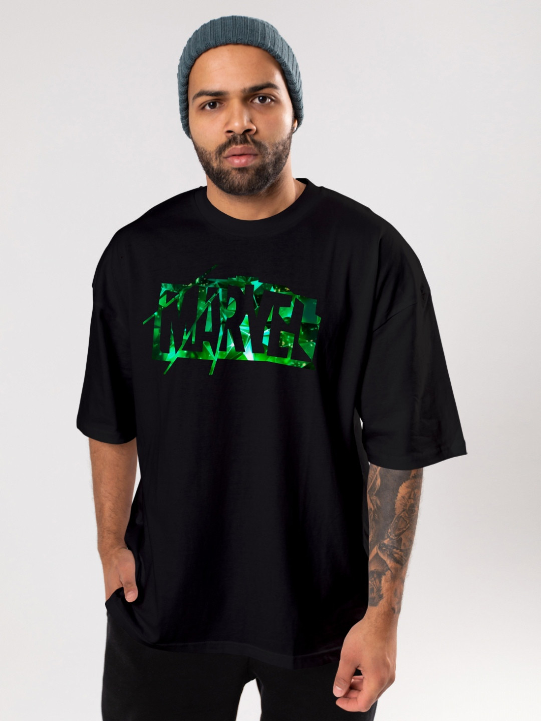 FLYIND VOGUE OUTFIT Men Marvel Bio Finish Graphic Printed Cotton Oversized T-shirt